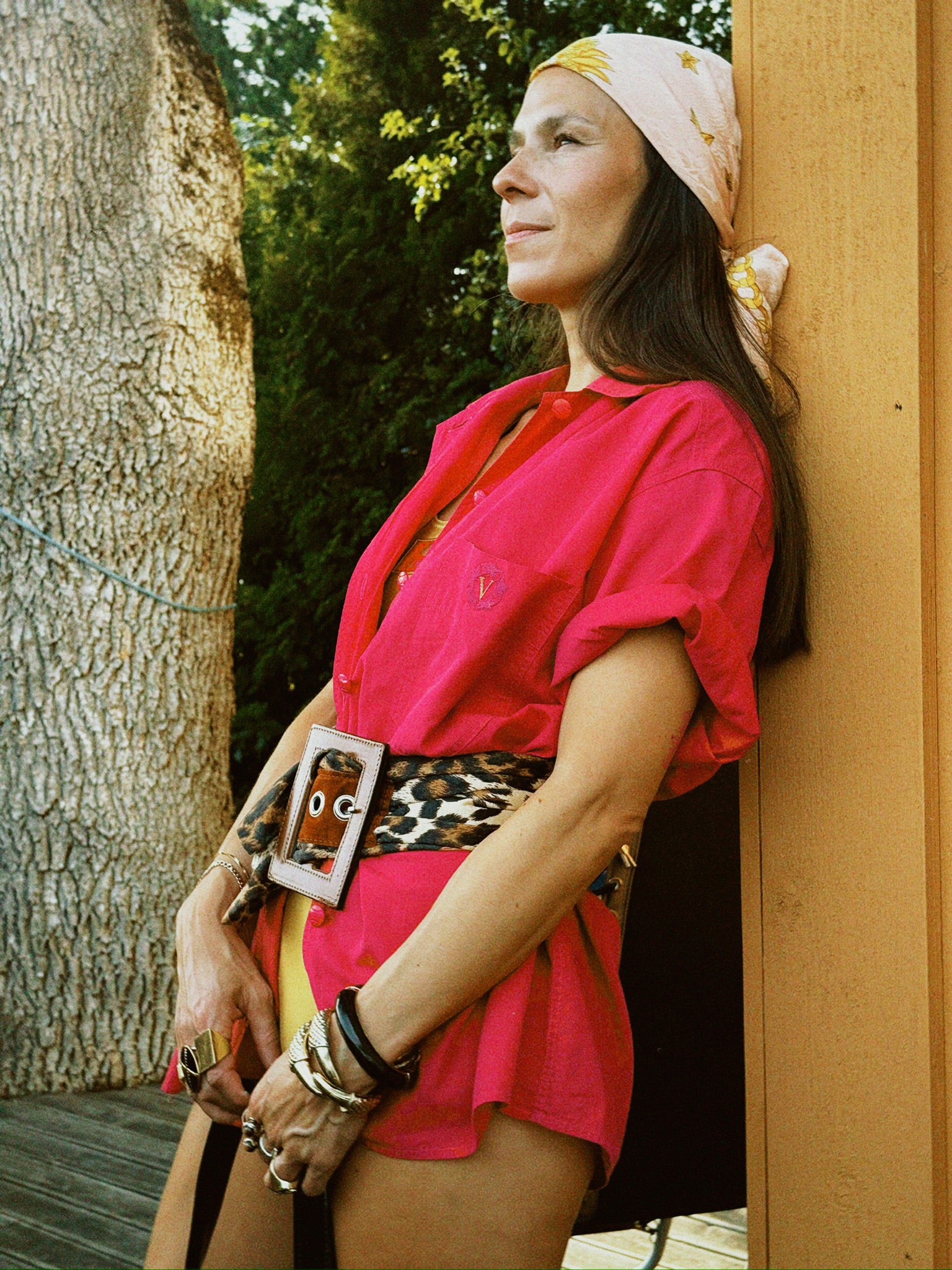 Wide Leopard Print Belt with Oversized Buckle