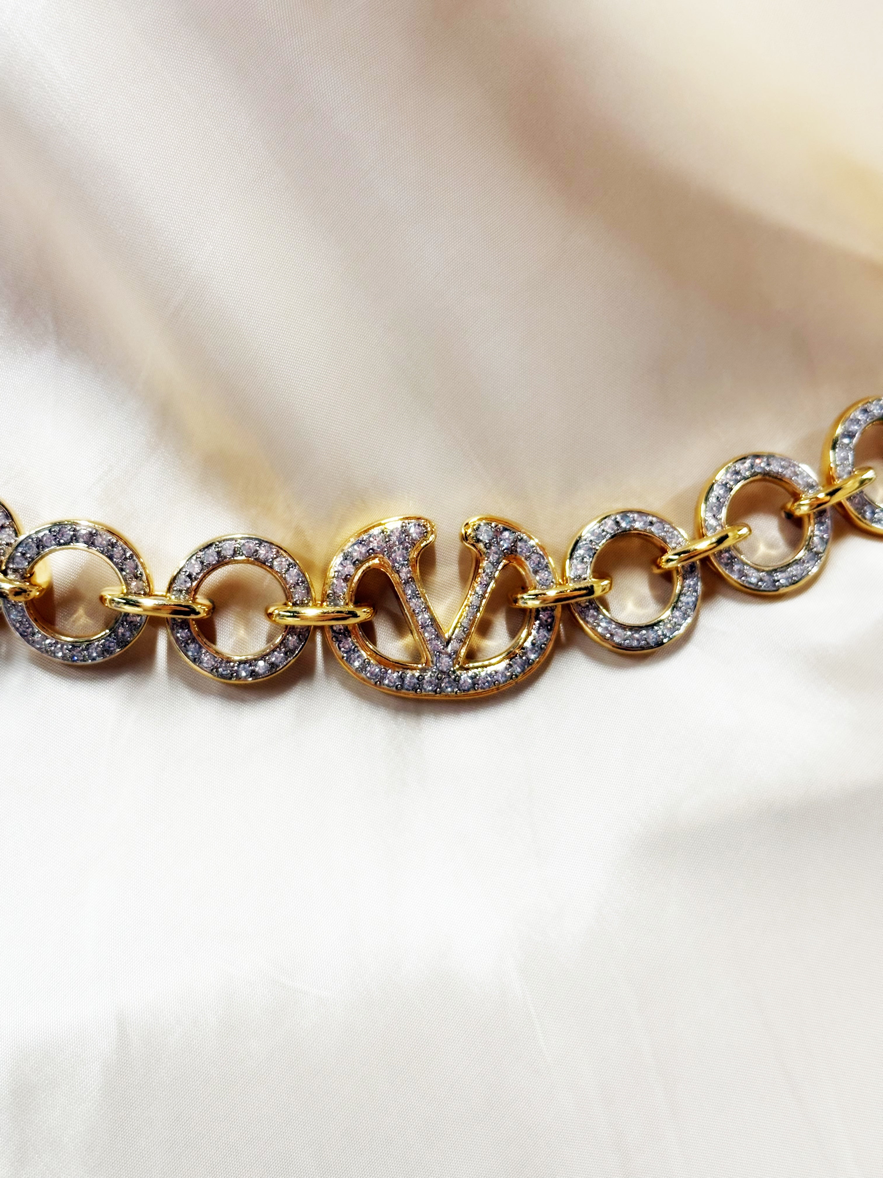 Valentino Crystal Logo Chain Bel