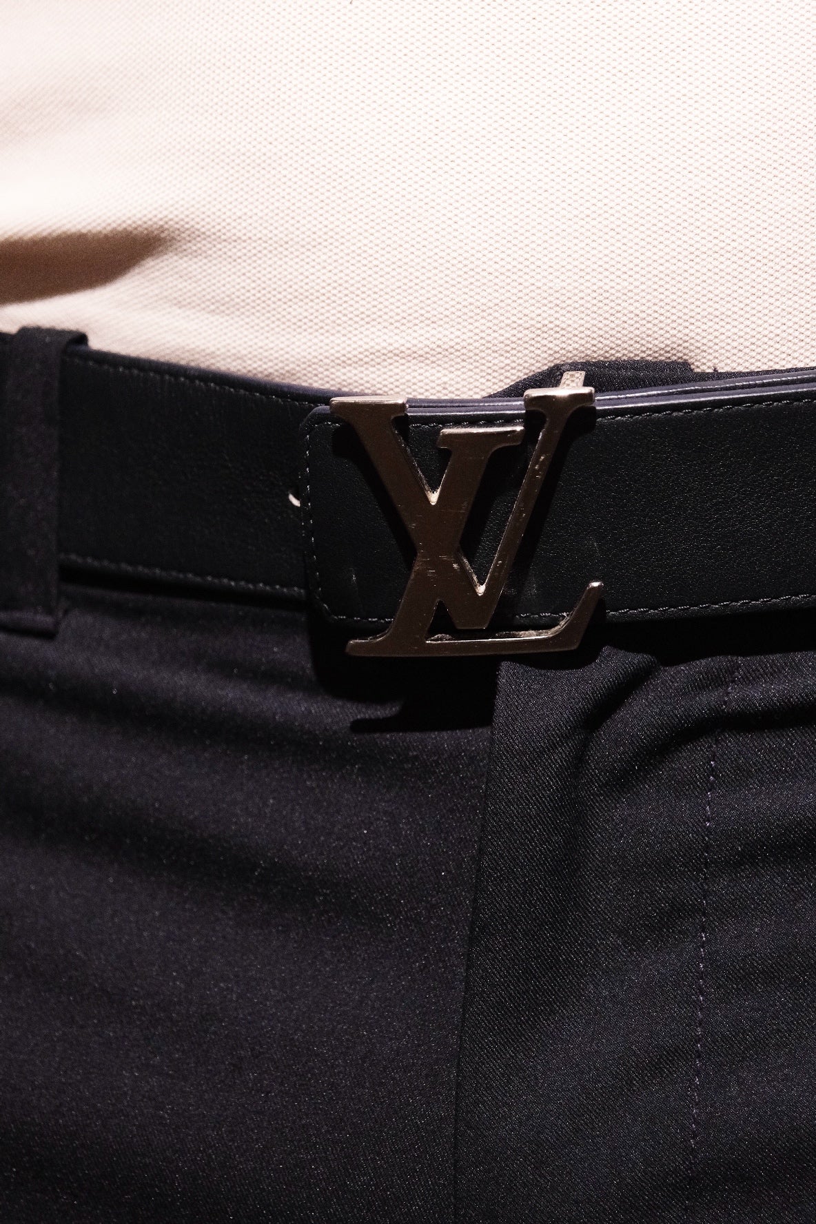 LOUIS VUITTON Reversible LV Initiales Belt – Navy & Liberty Print – Size 90