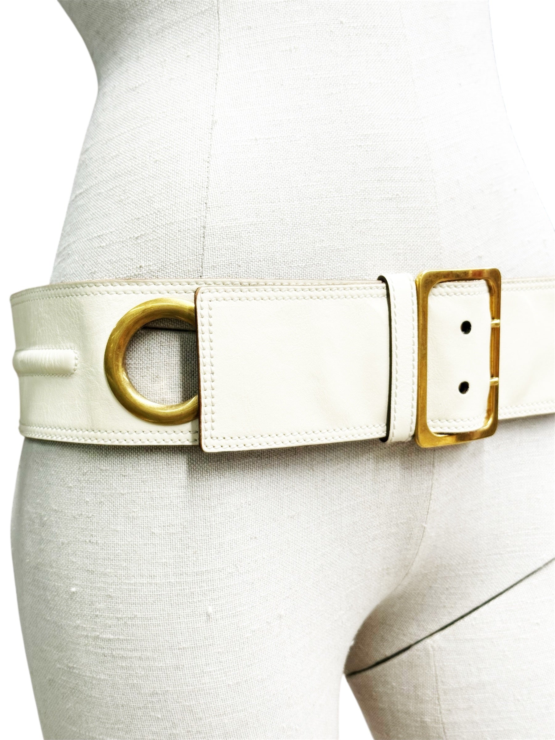 YVES SAINT LAURENT Wide Leather Belt – Made in Italy