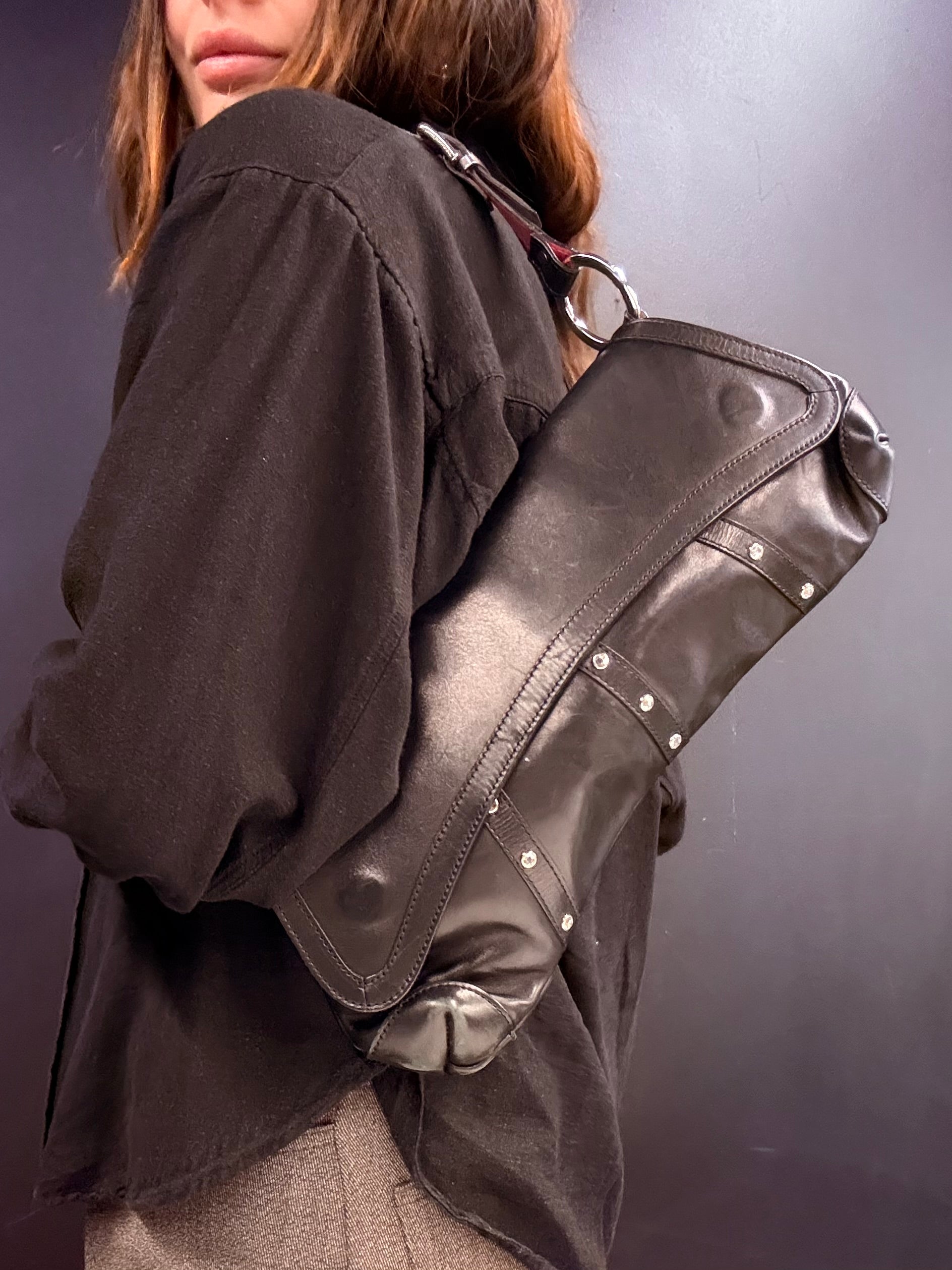 Giancarlo Proli Black Leather Shoulder Bag