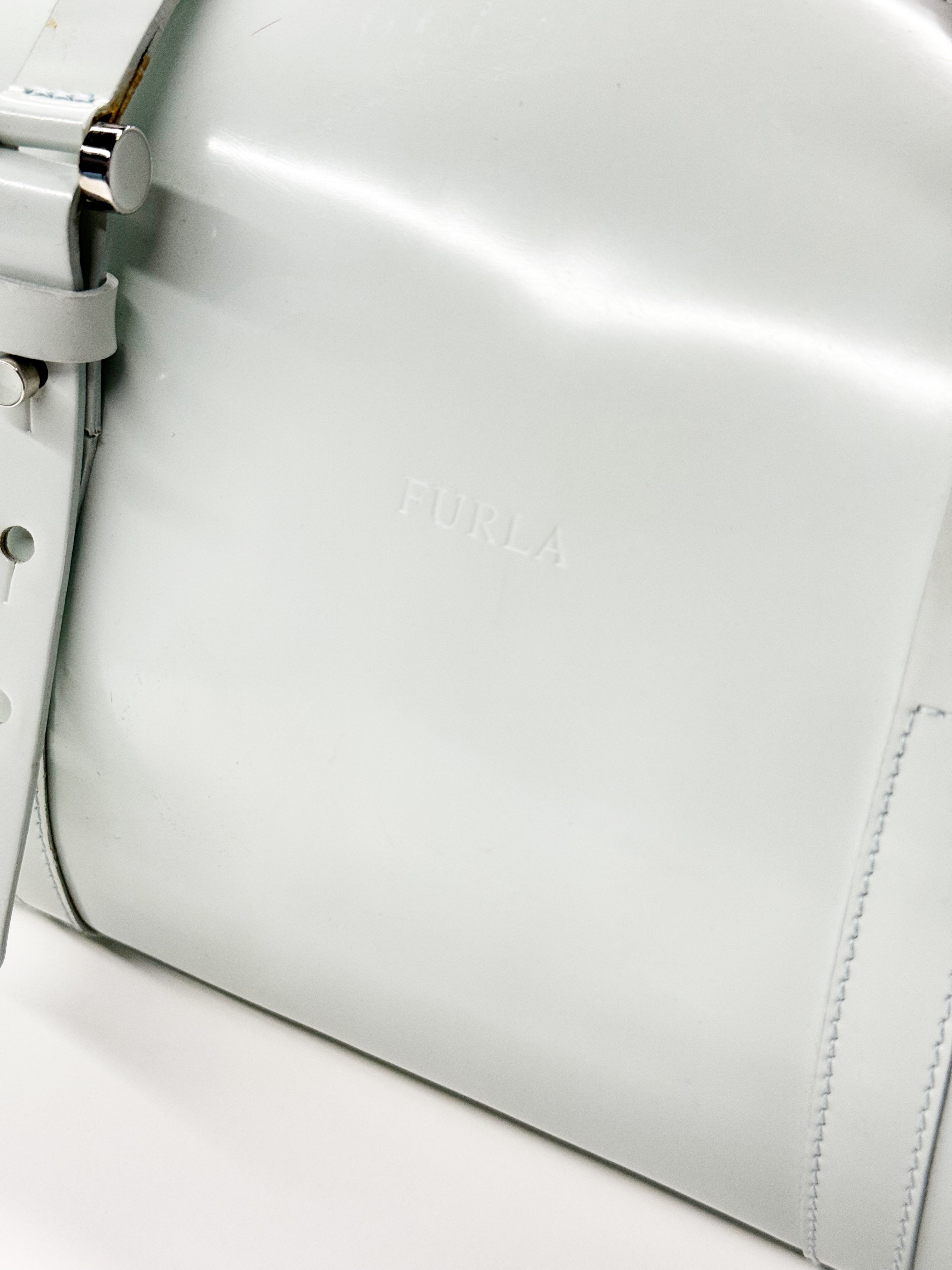Furla Patent Leather Barrel Bag