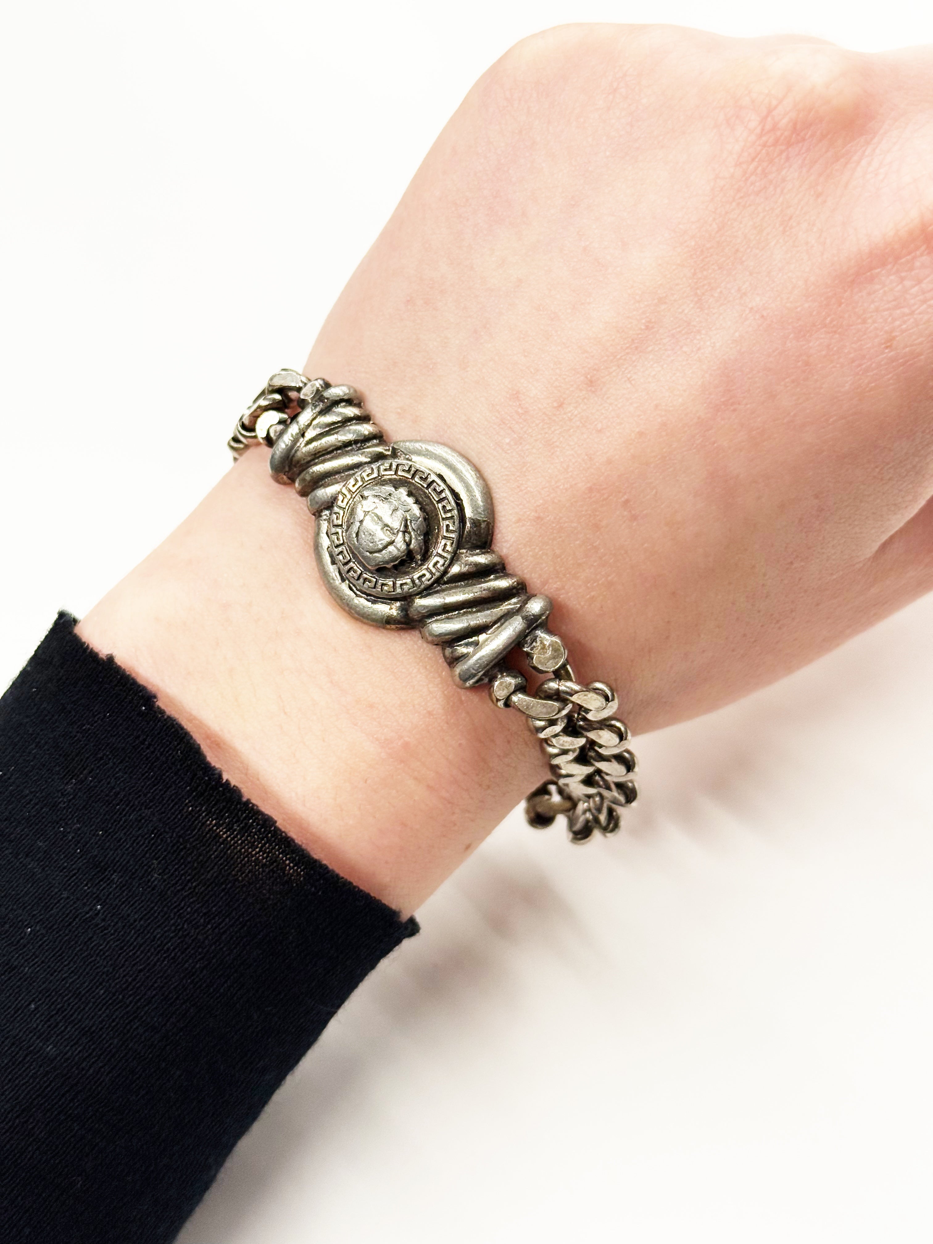 Vintage Gianni Versace Silver-Tone Medusa Chain Bracelet – Made in Italy