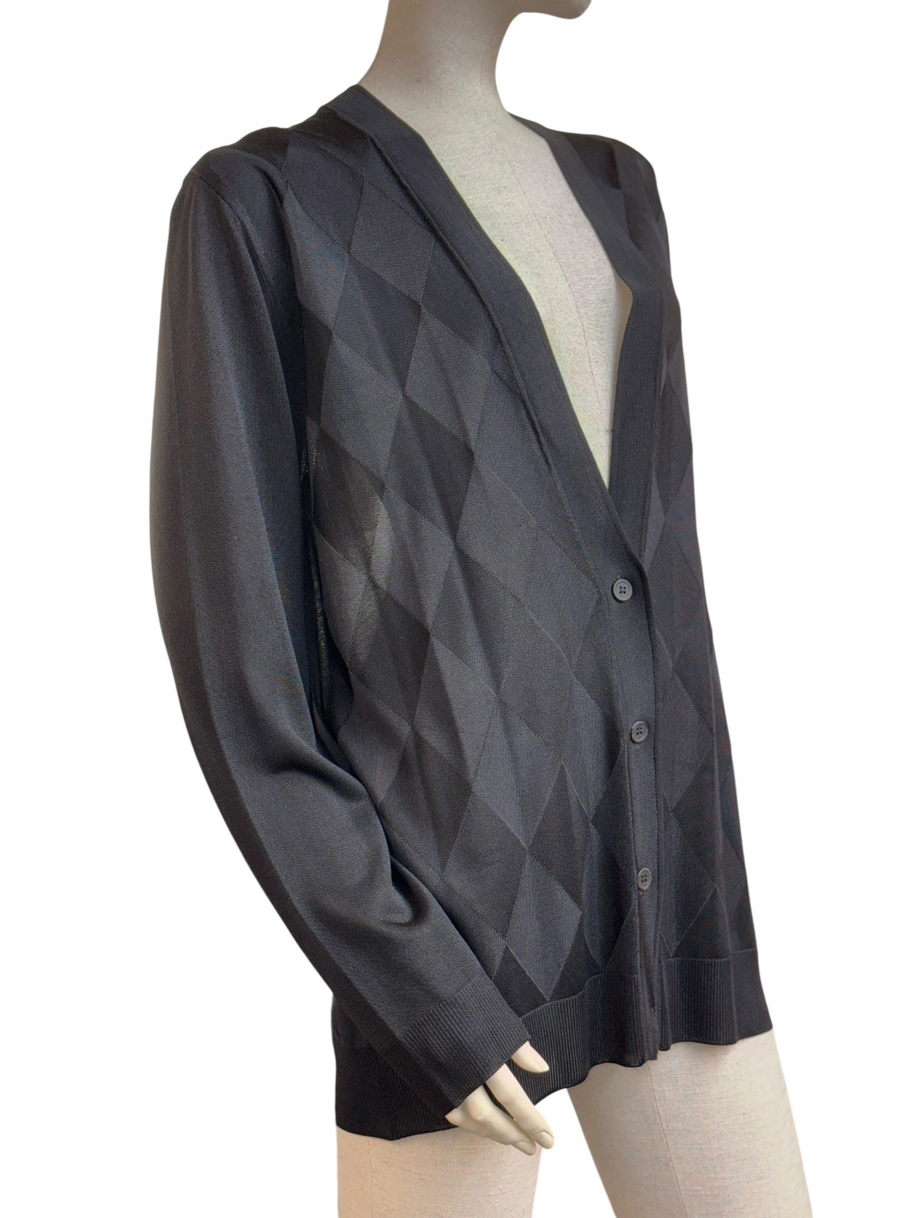 Balenciaga Argyle Knit Button-Up Cardigan - 38