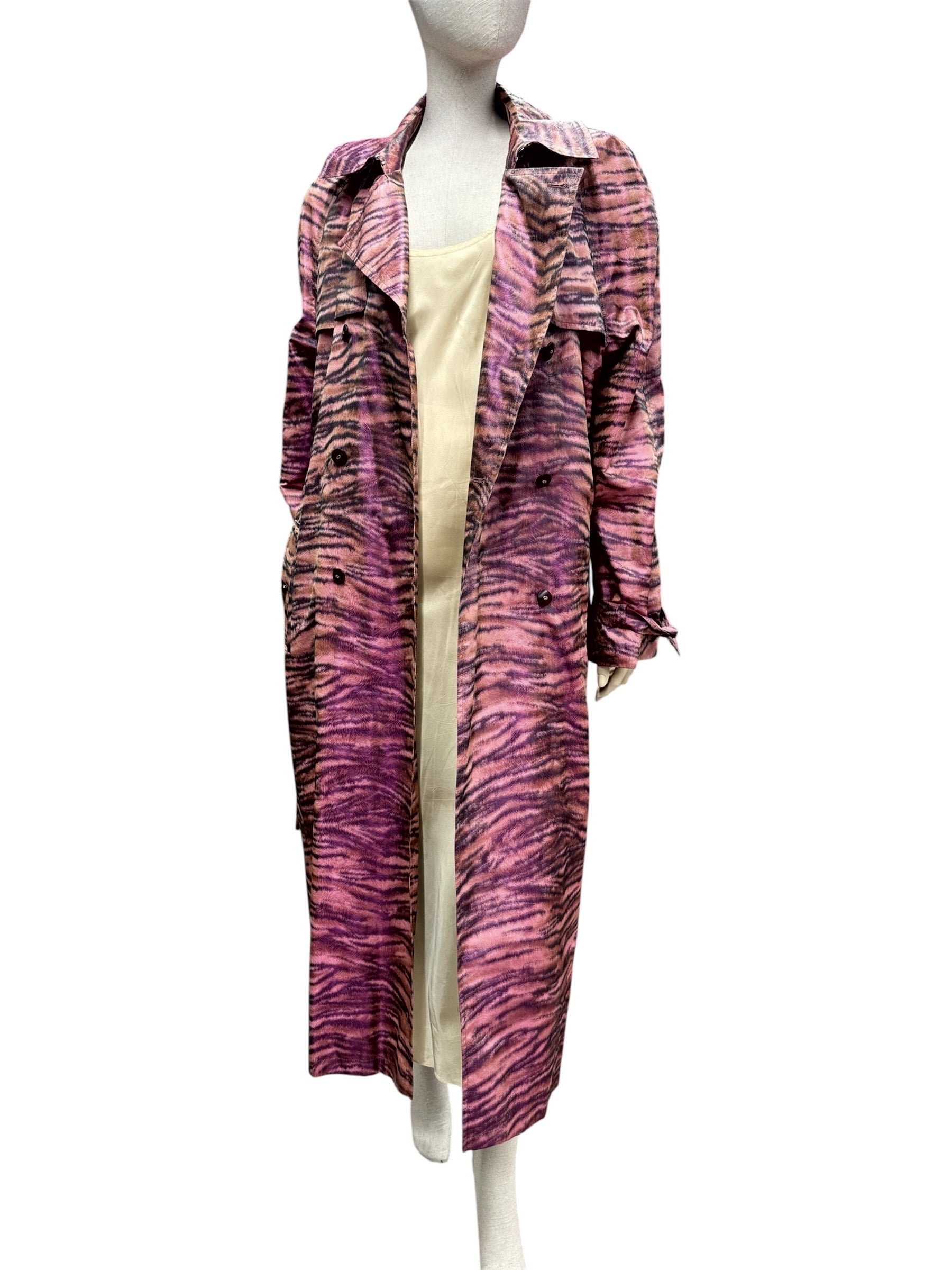 Escada Pink Zebra-Print Trench Coat