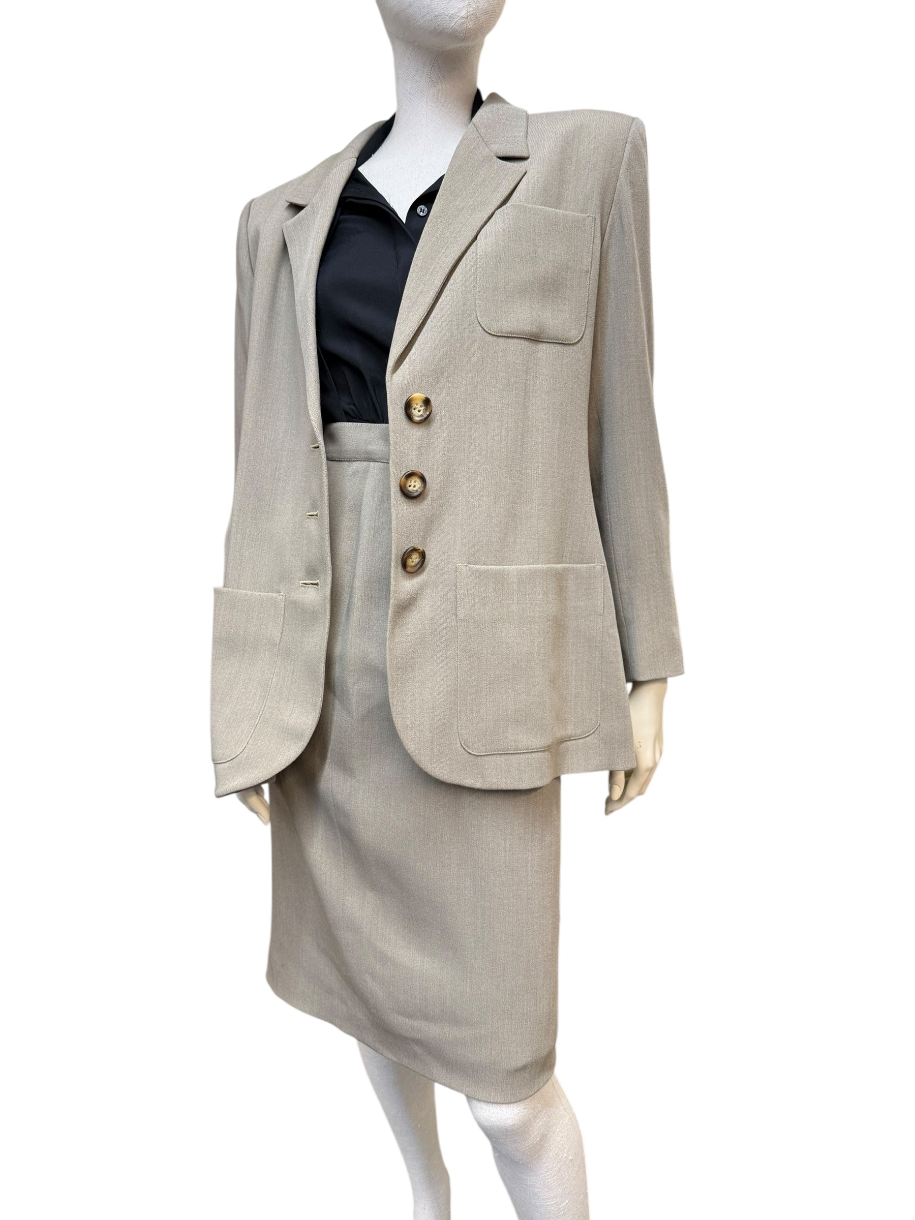 YVES SAINT LAURENT VARIATION BEIGE WOOL SUIT - EU 40