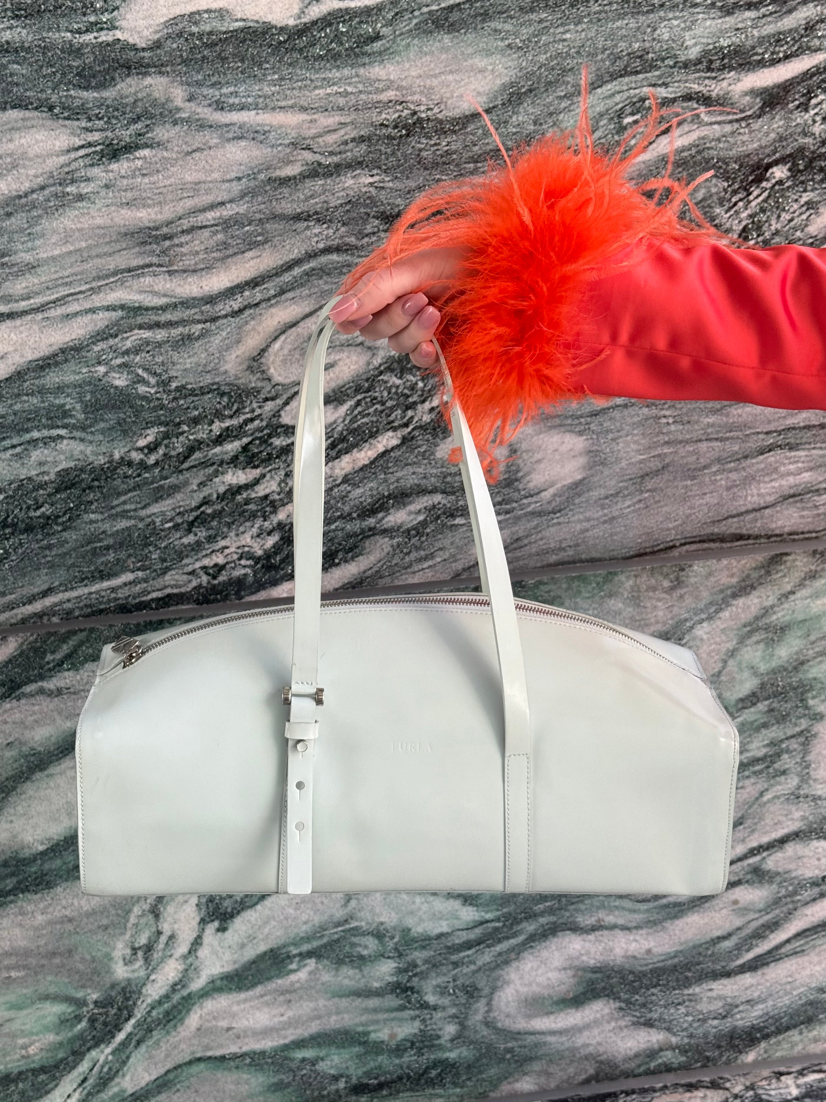 Furla Patent Leather Barrel Bag