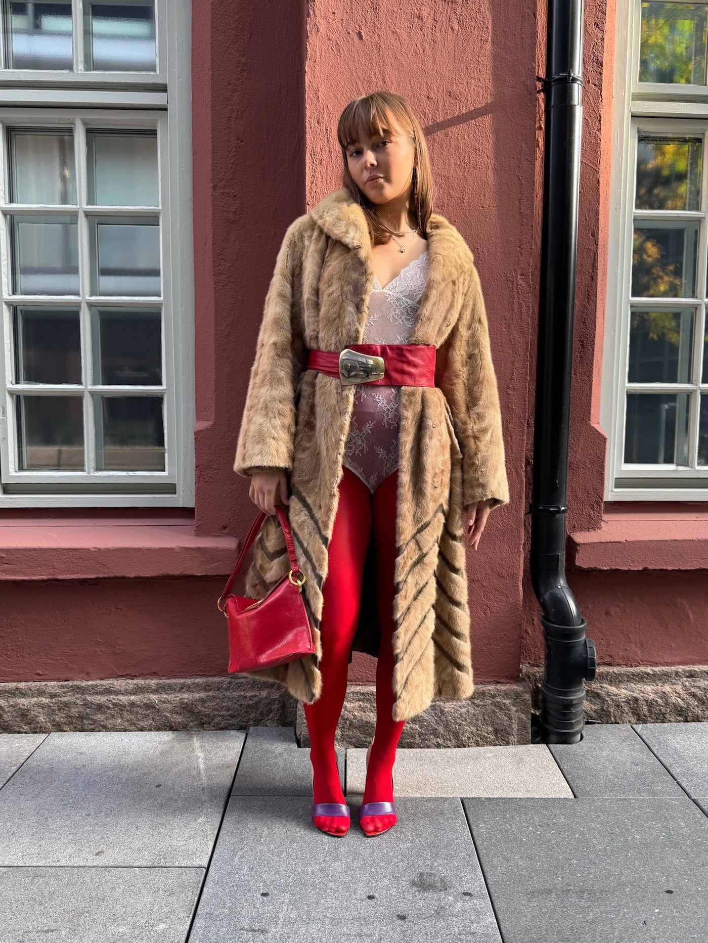 Valentino Garavani Red Lizard-Effect Leather Shoulder Bag