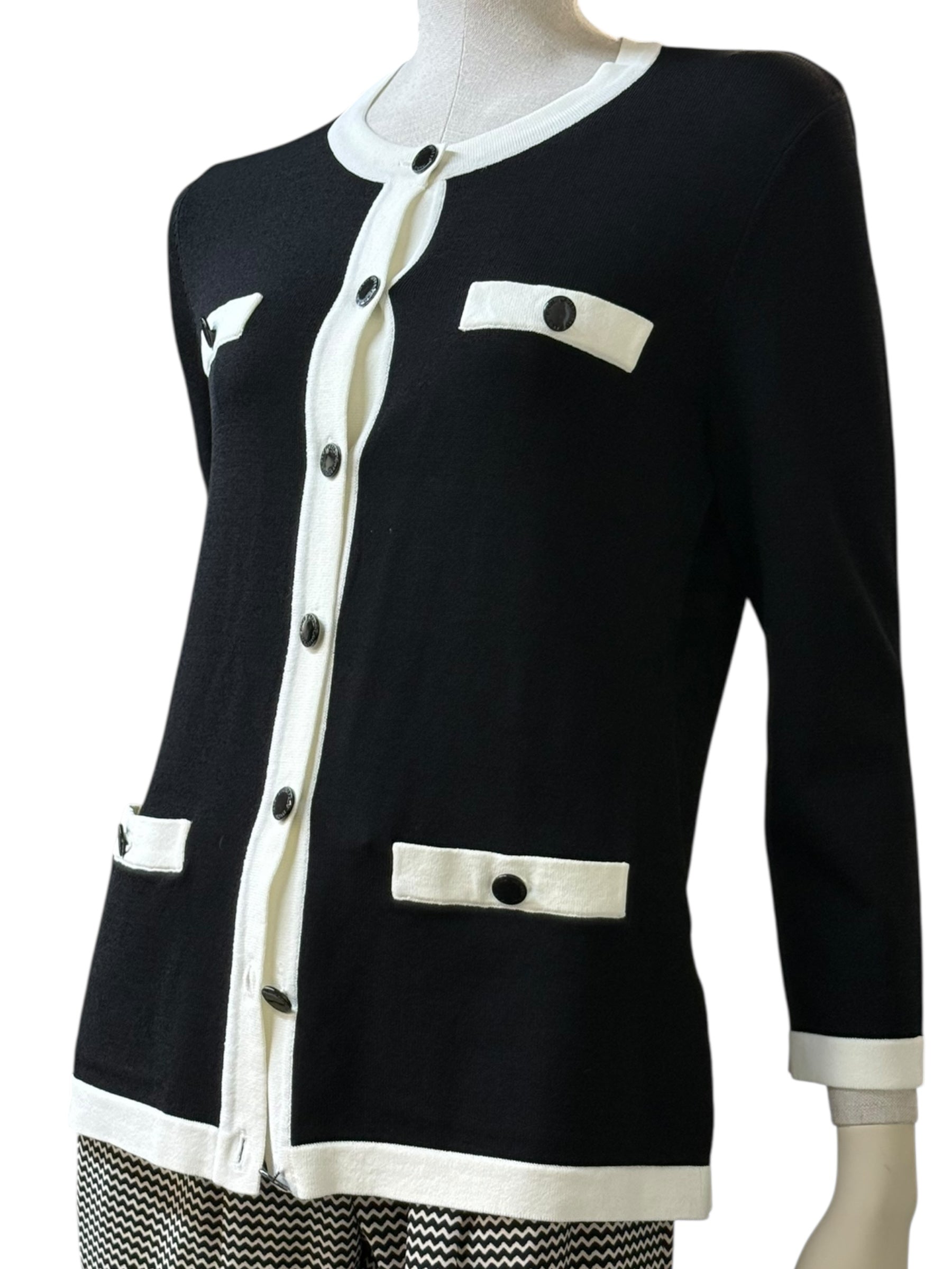 KARL LAGERFELD PARIS MONOCHROME KNIT CARDIGAN