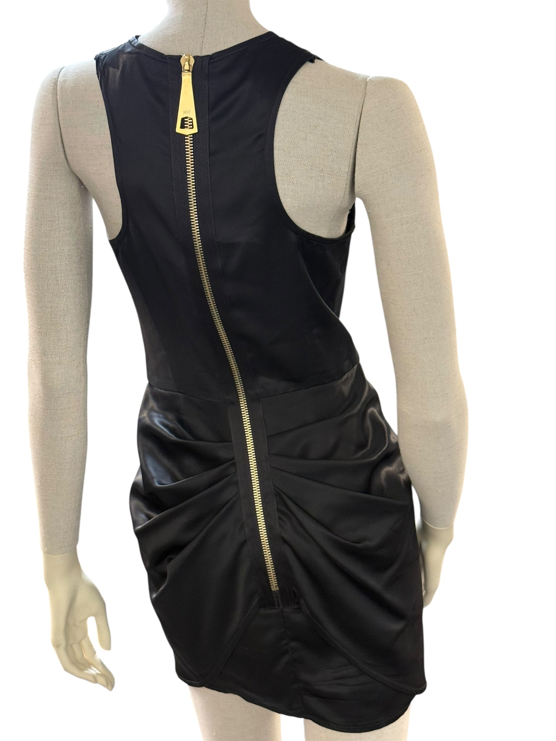 Gaspard Yurkievich Black Draped Mini Dress with Rose Detail