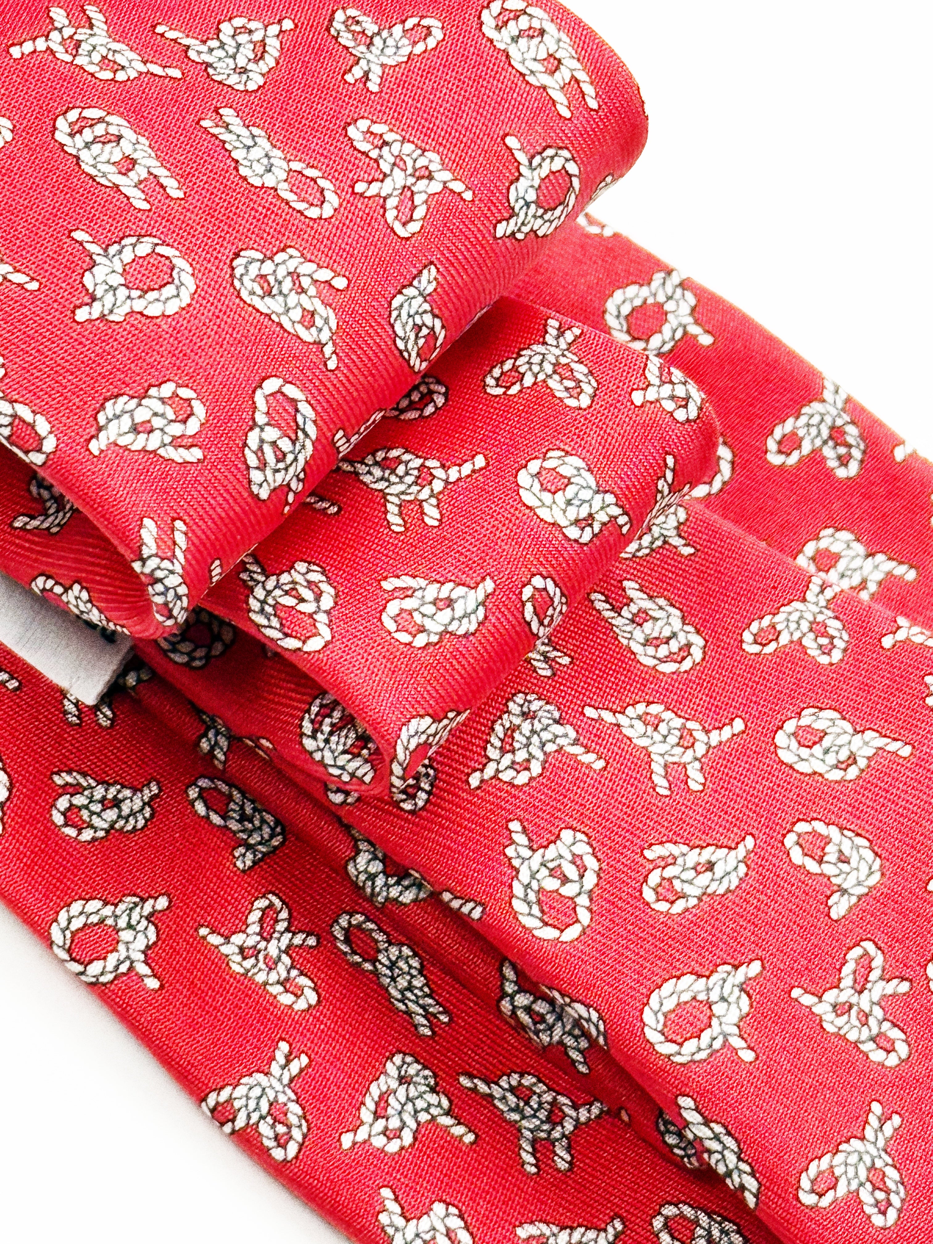 Hermès Paris Red Silk Tie