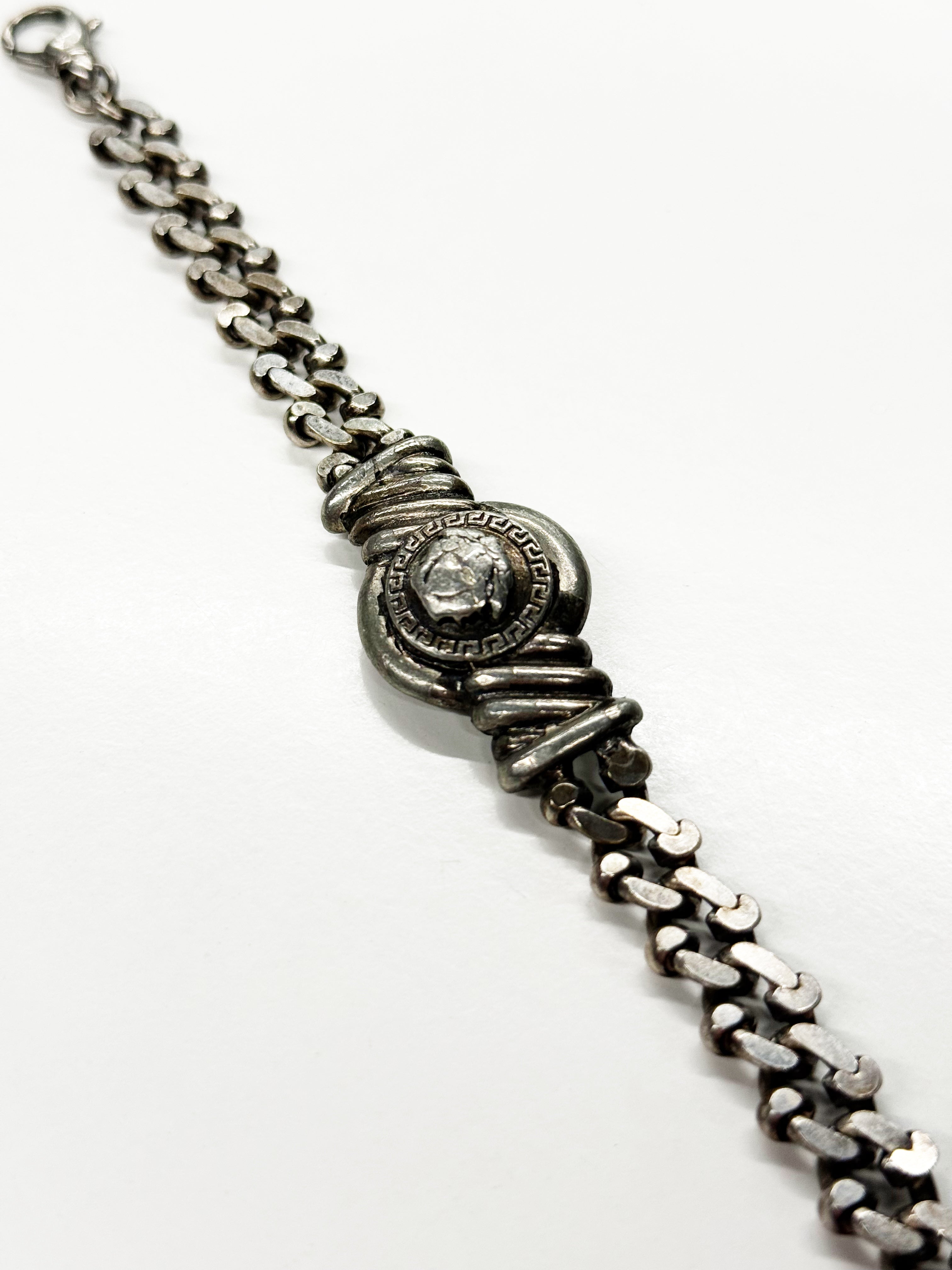 Vintage Gianni Versace Silver-Tone Medusa Chain Bracelet – Made in Italy