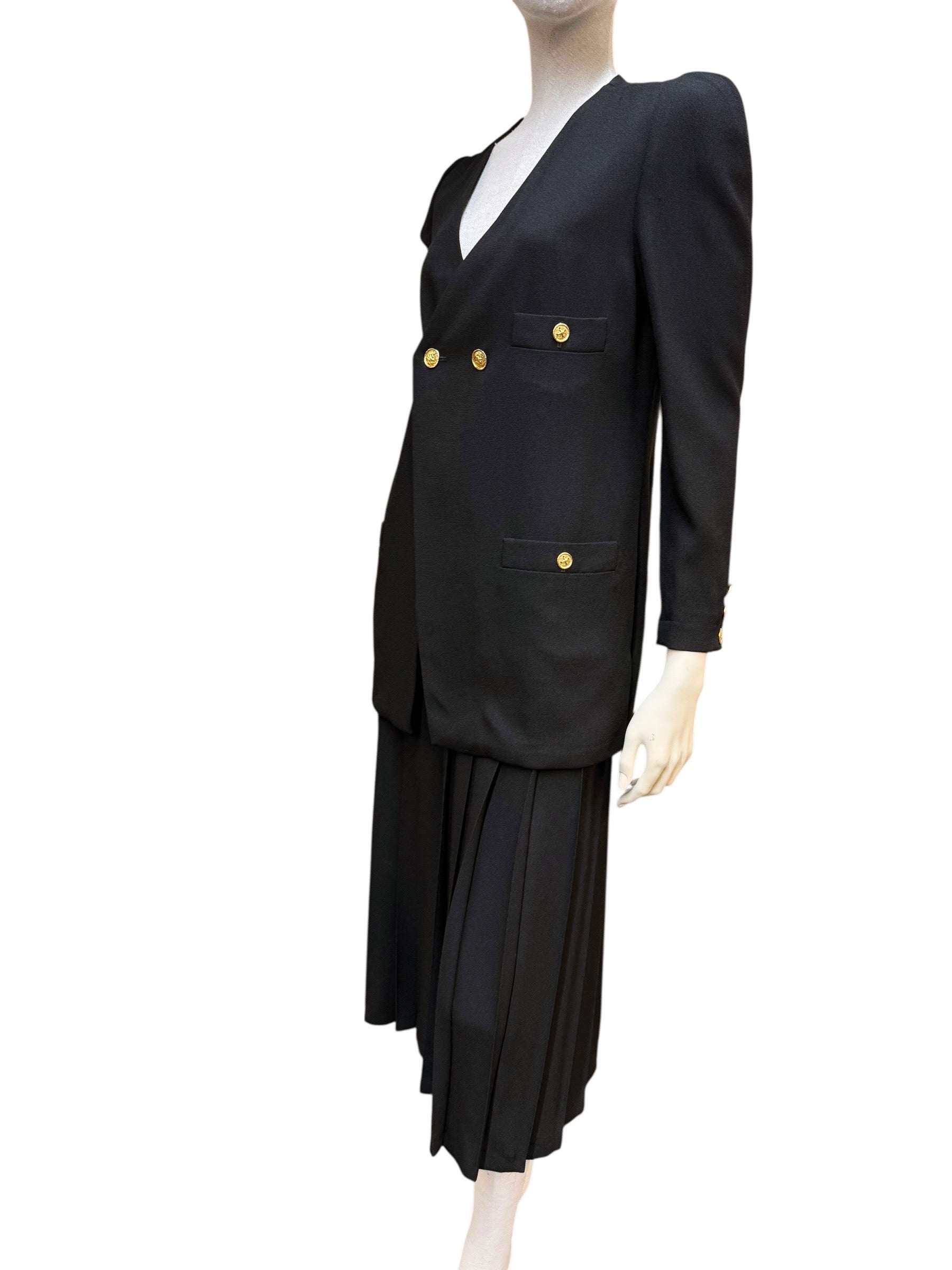 Vintage Sonia Rykiel Paris Black Set (Blazer & Culottes Skirt Look) - 36