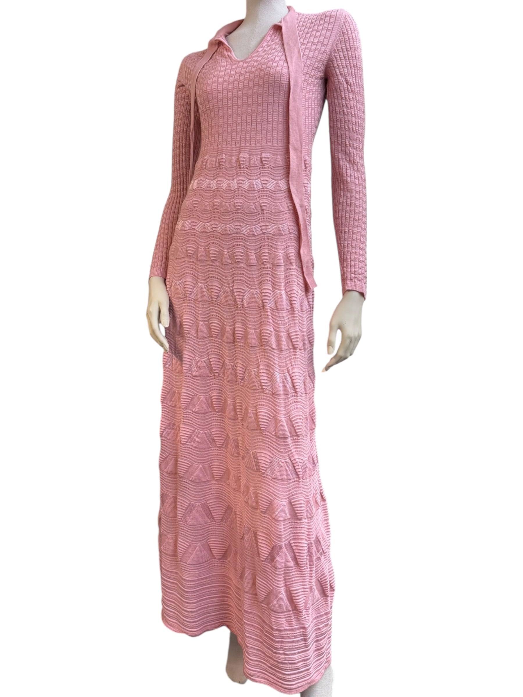 Missoni Pink Textured Knit Maxi Dress