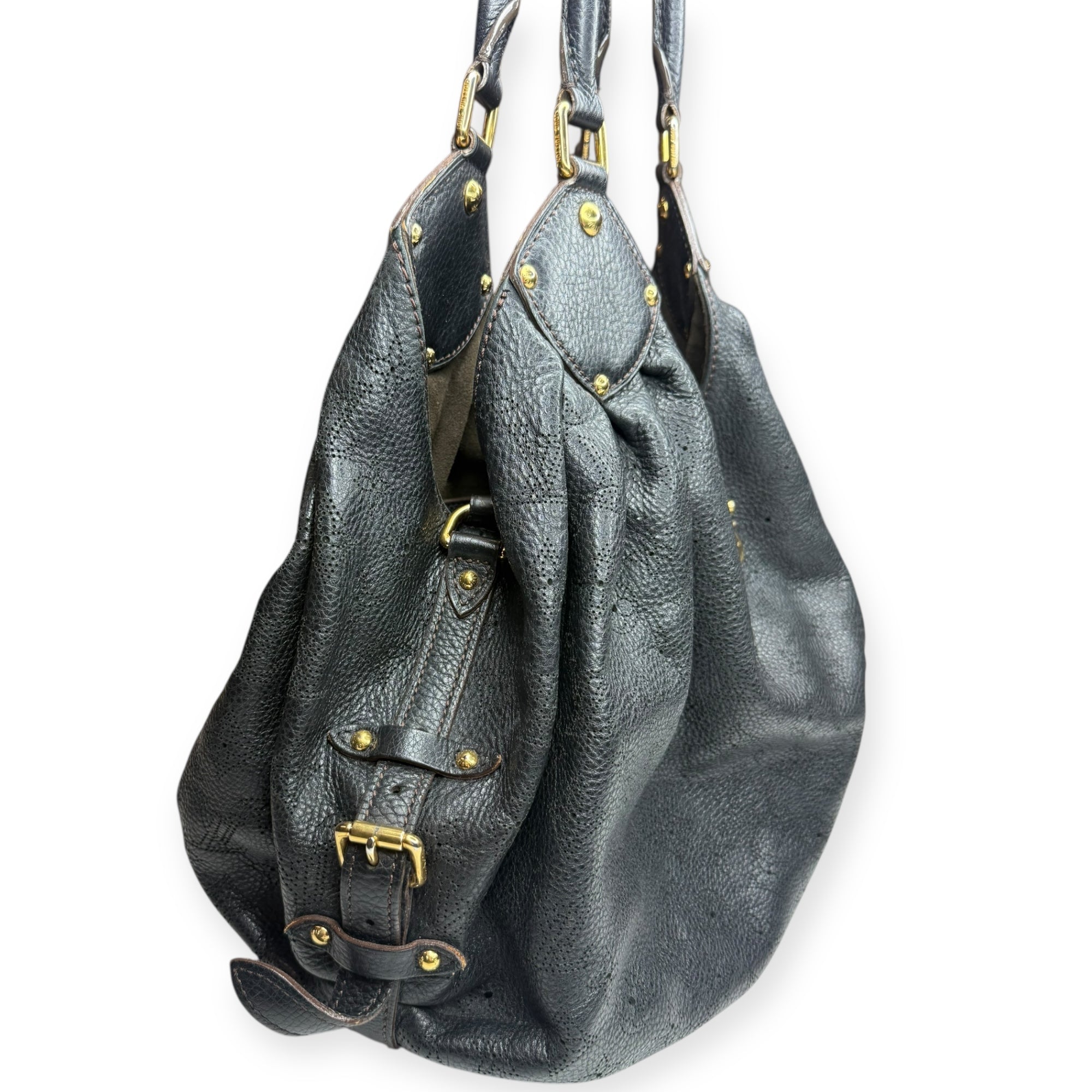 Louis Vuitton Mahina L Hobo Bag in Black Leather