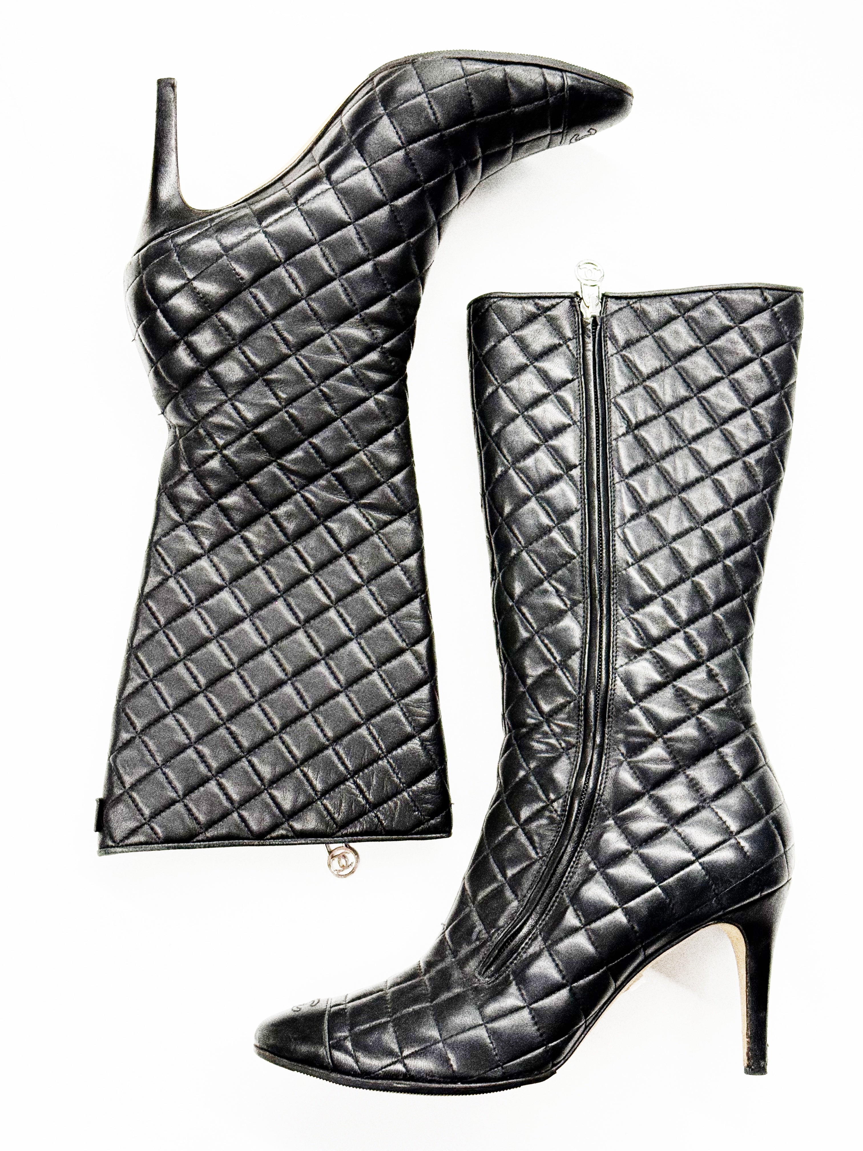 Chanel Quilted Leather Knee-High Boots
