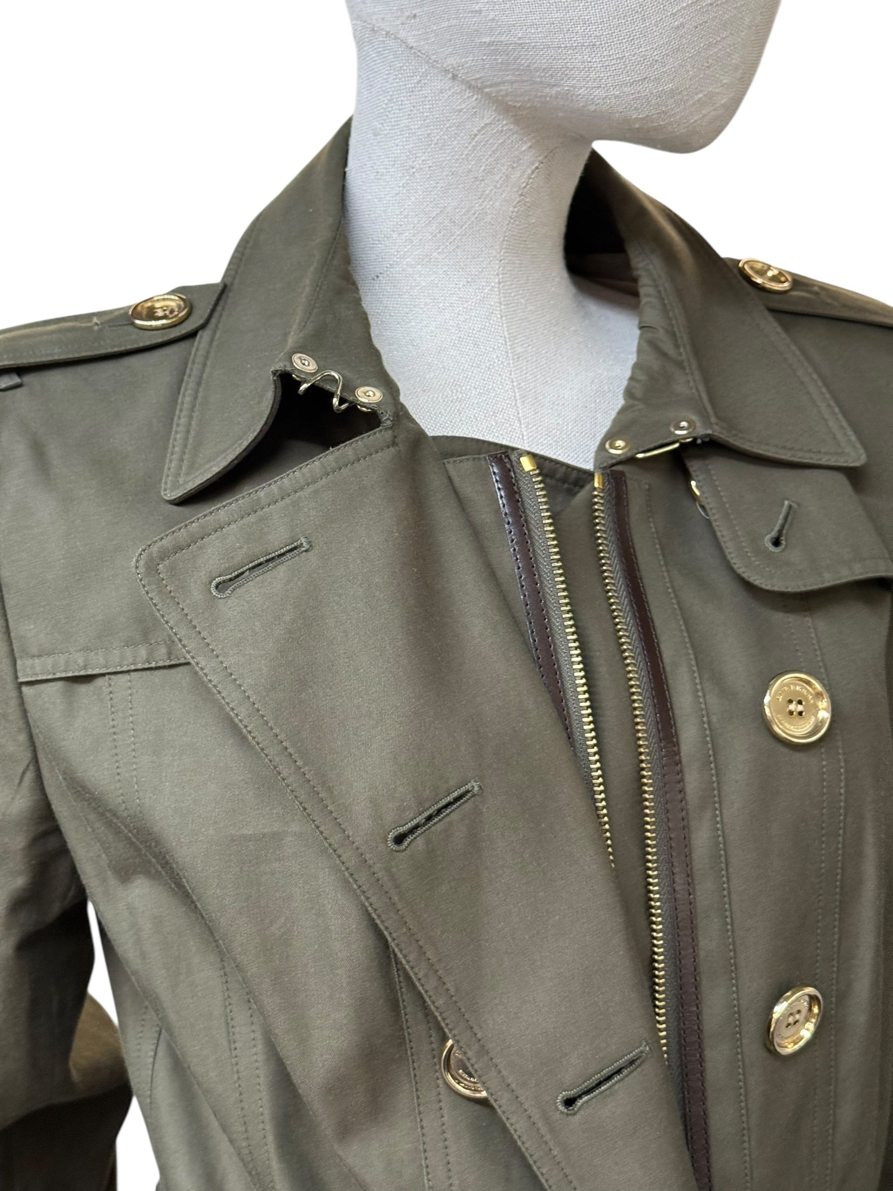 BURBERRY PRORSUM Olive Green Double-Breasted Trench Coat - EU 42