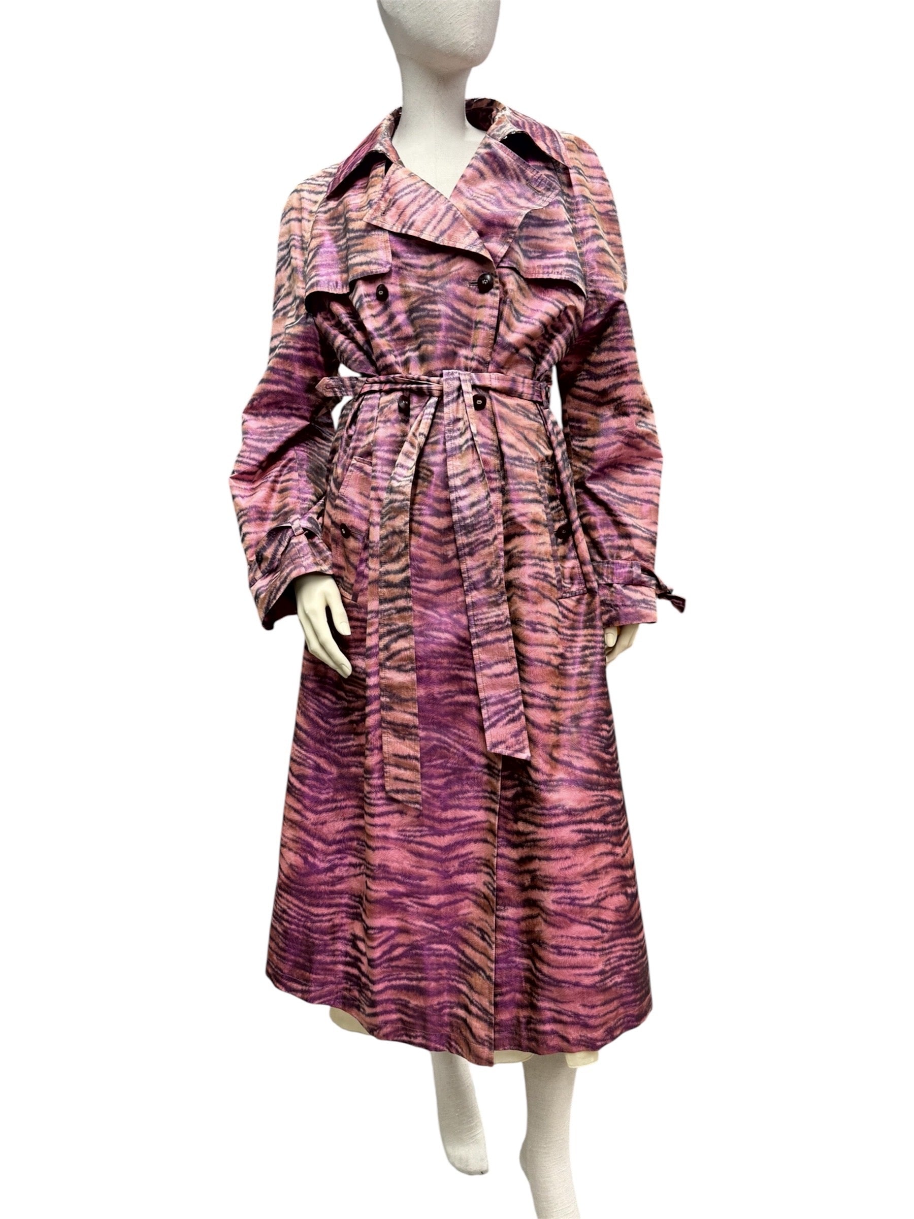 Escada Pink Zebra-Print Trench Coat
