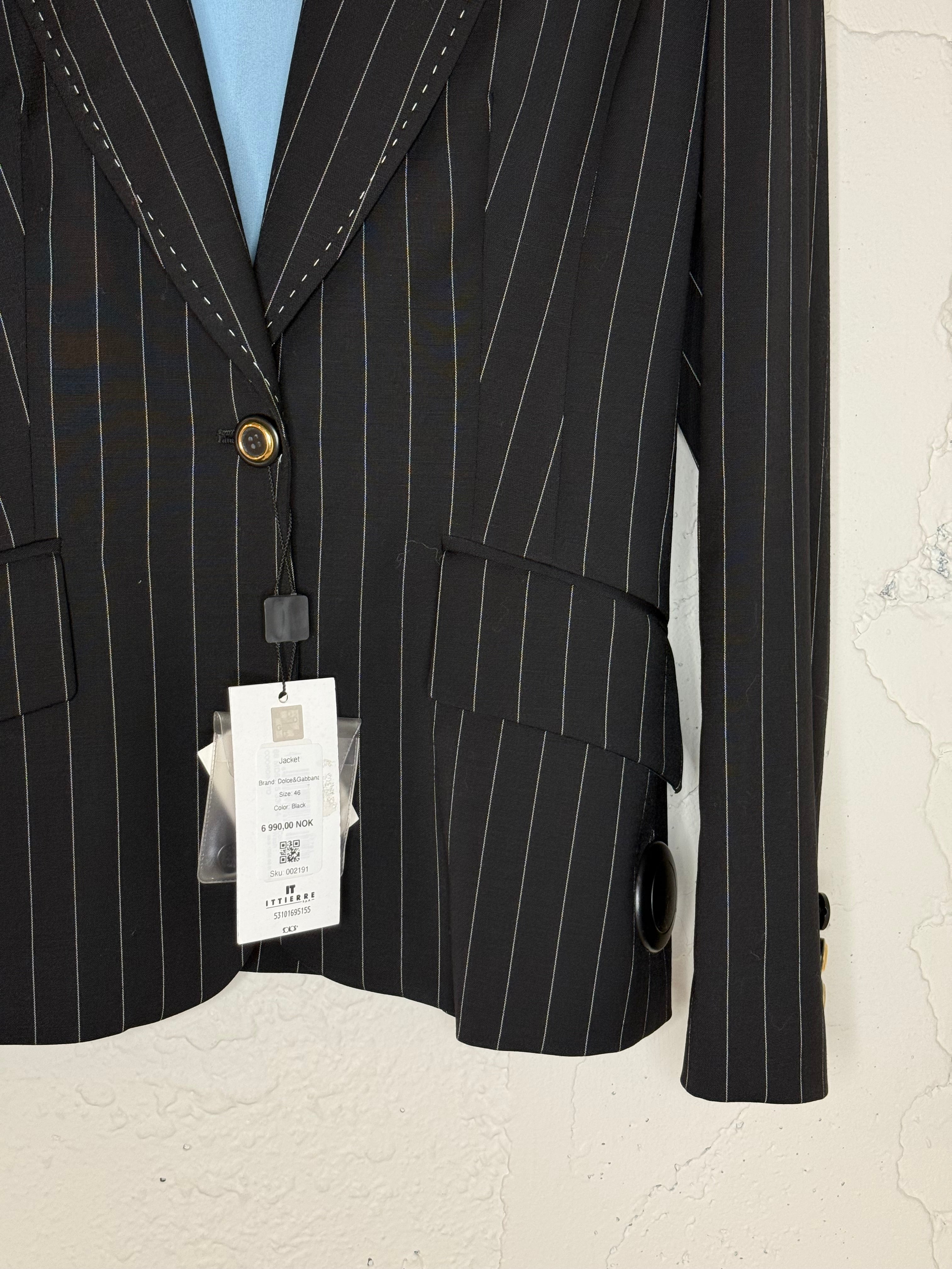D&G Dolce & Gabbana Black Pinstripe Suit