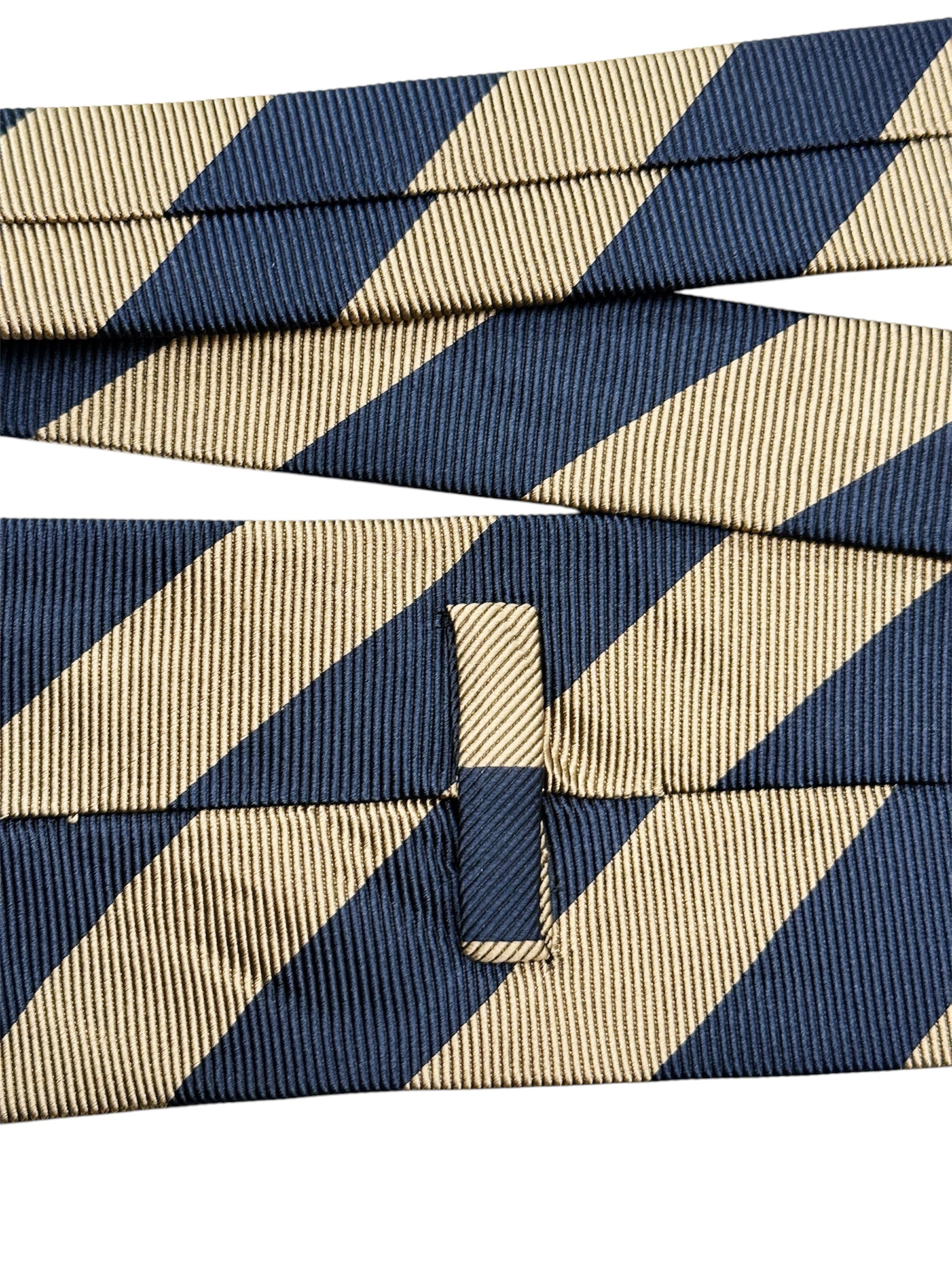 Faconnable Striped Silk Tie – Navy & Beige
