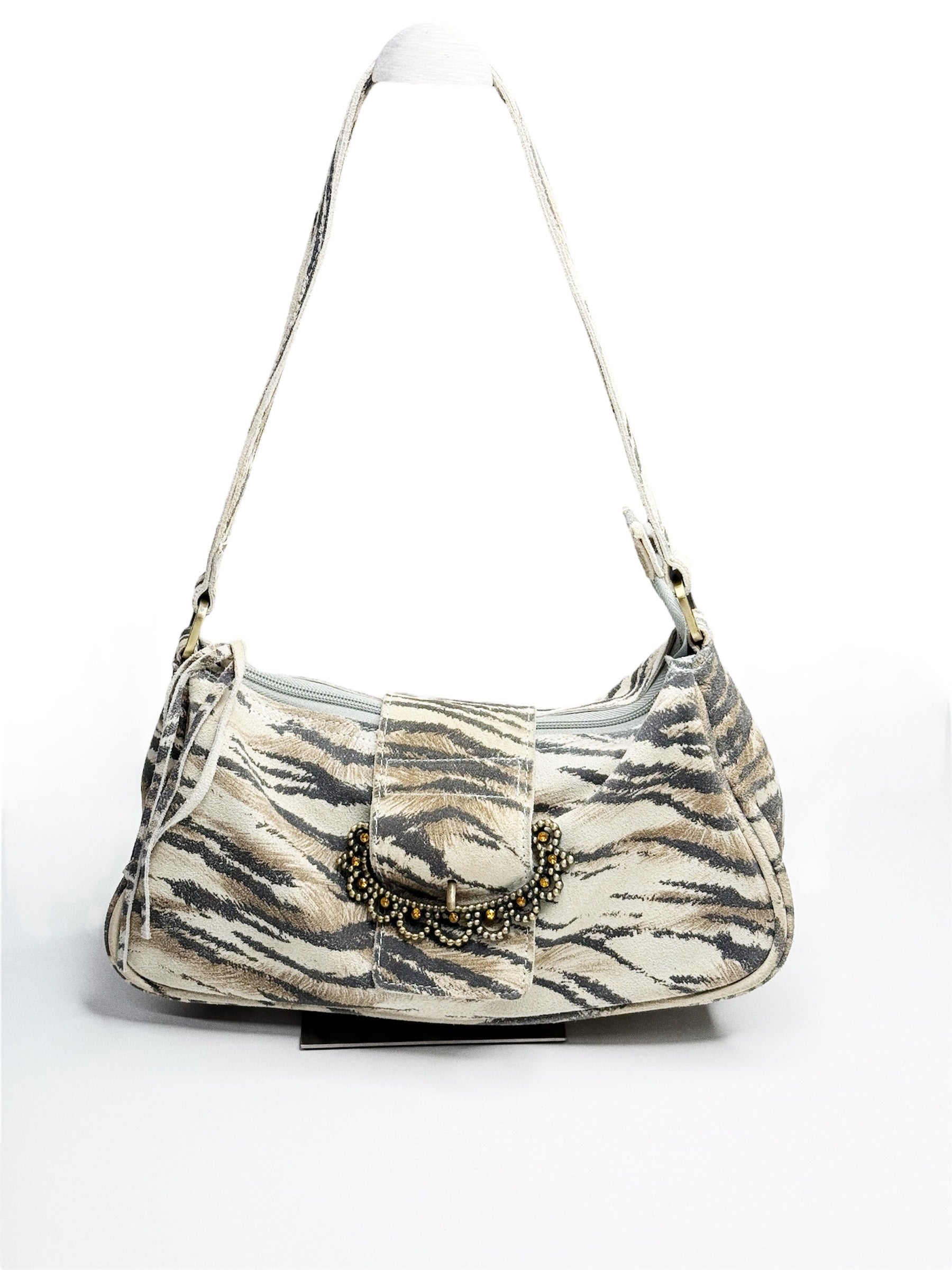 Roberto Cavalli Tiger Suede Shoulder Bag