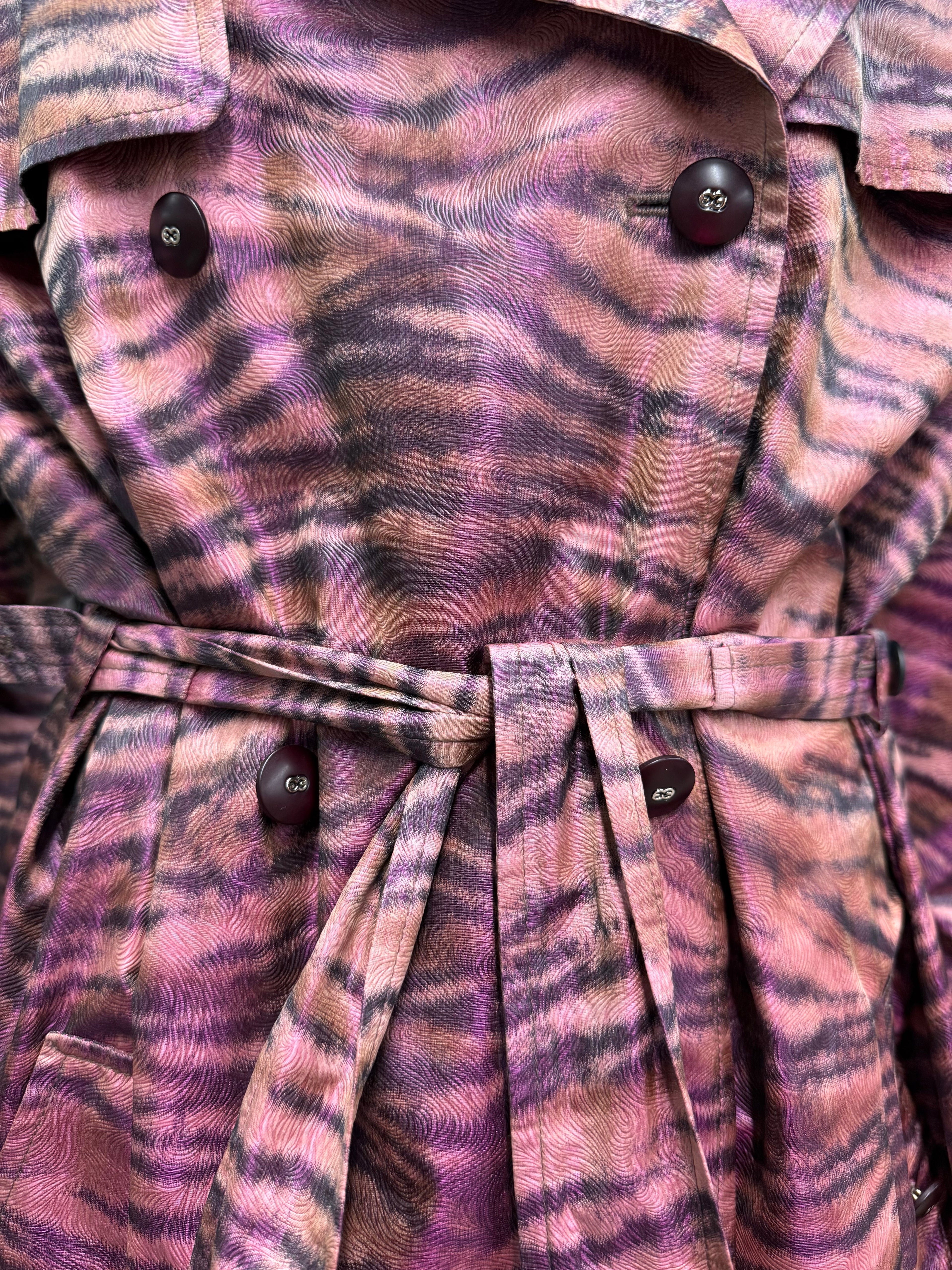 Escada Pink Zebra-Print Trench Coat