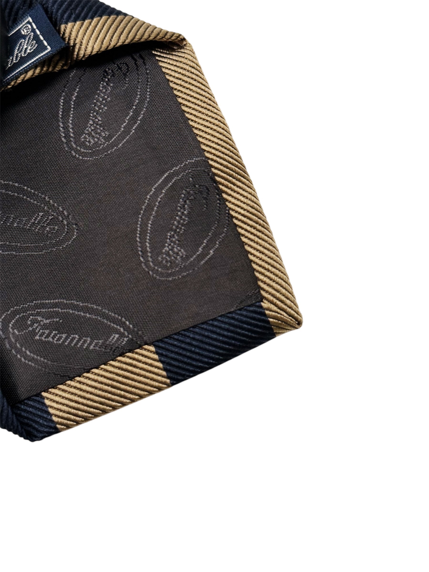 Faconnable Striped Silk Tie – Navy & Beige