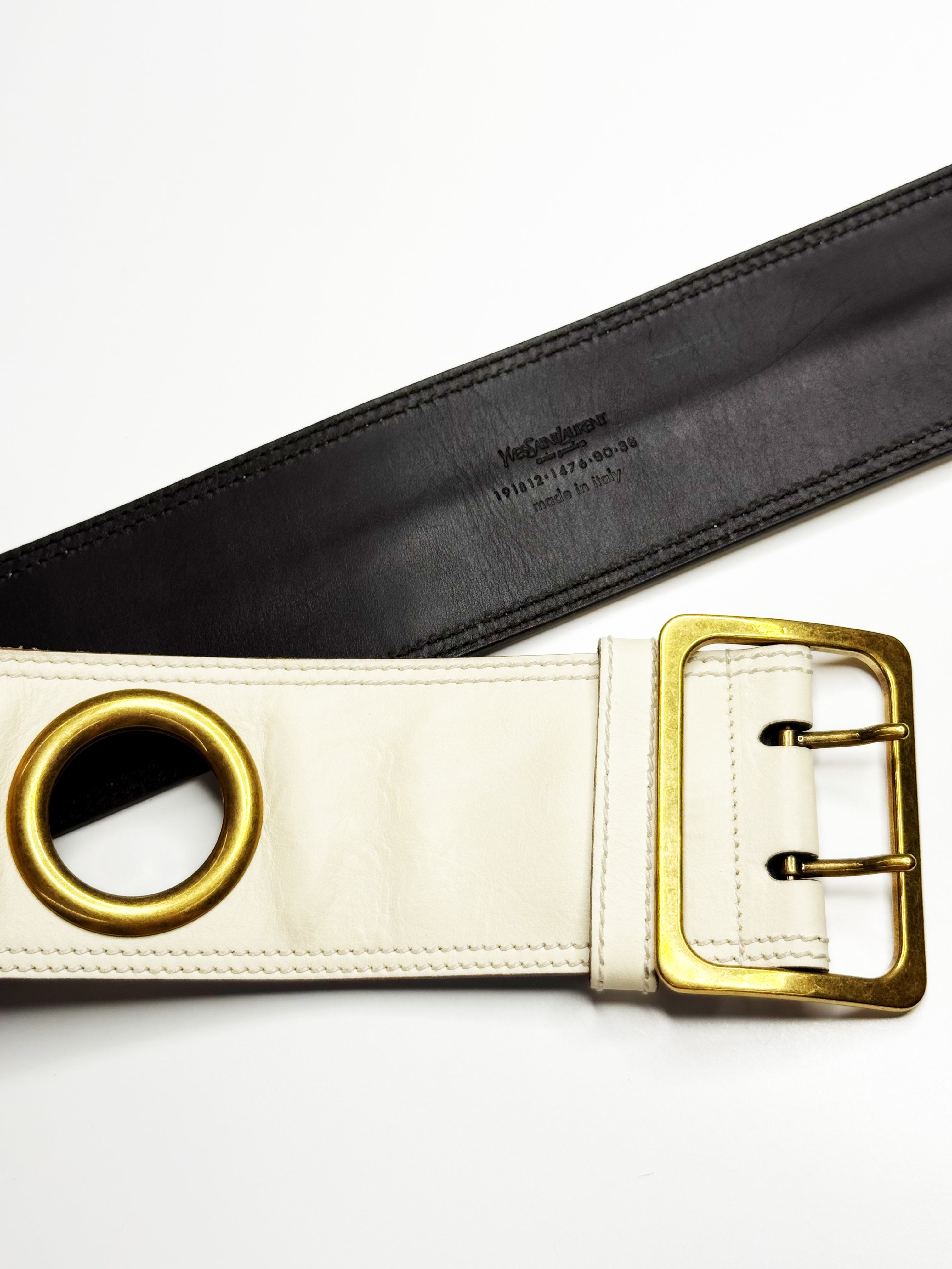 YVES SAINT LAURENT Wide Leather Belt – Made in Italy