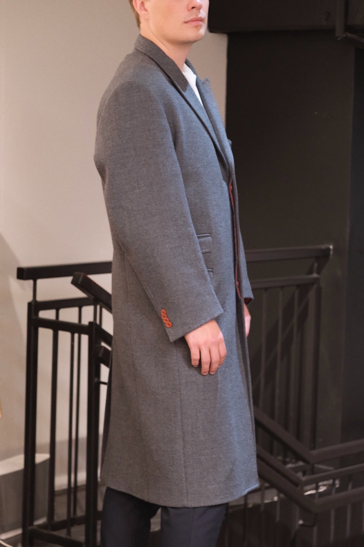 T. Michael Wool Overcoat with Red Lining - EU 58 (XXL)