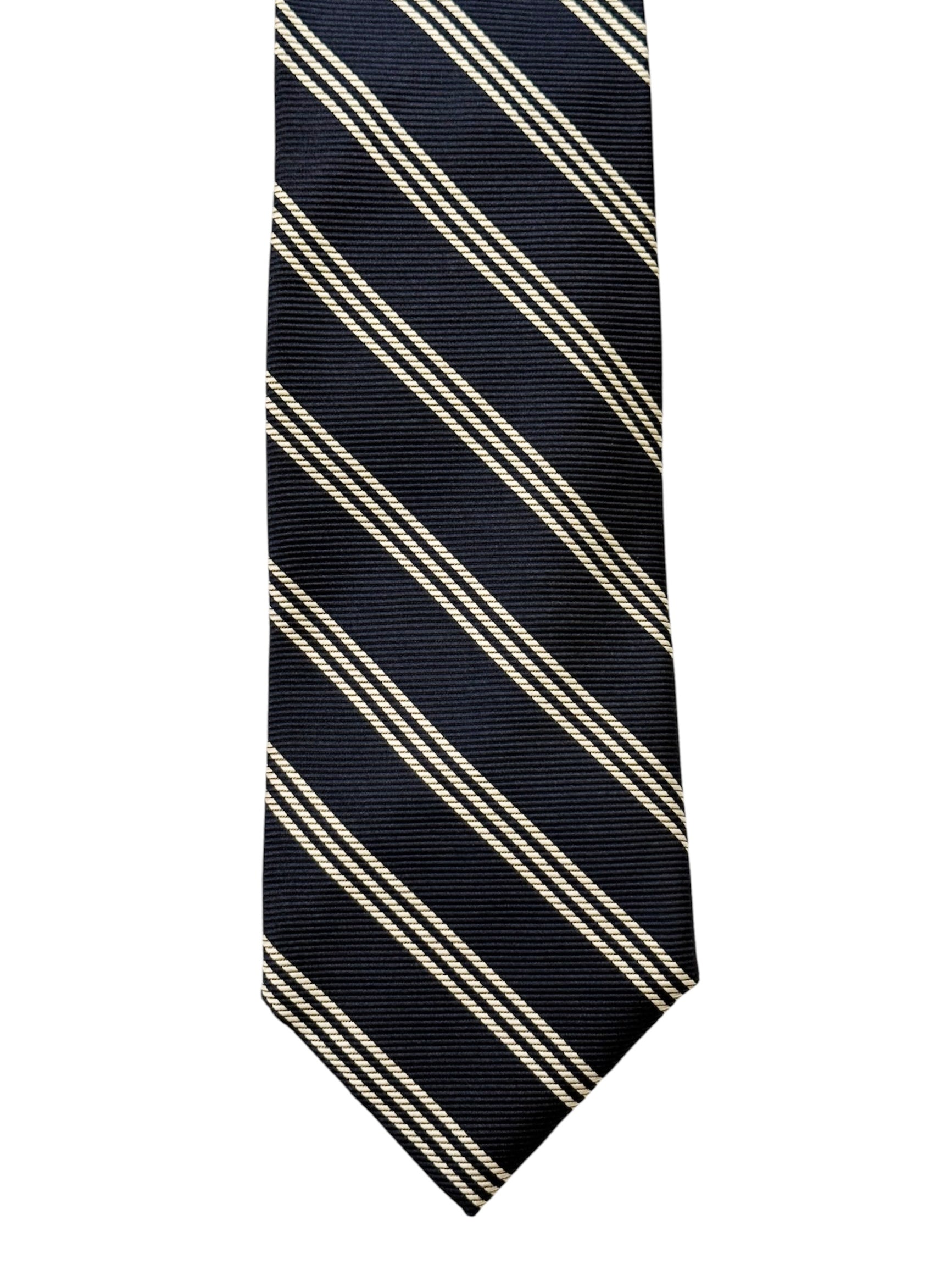 Faconnable Navy Striped Silk Tie