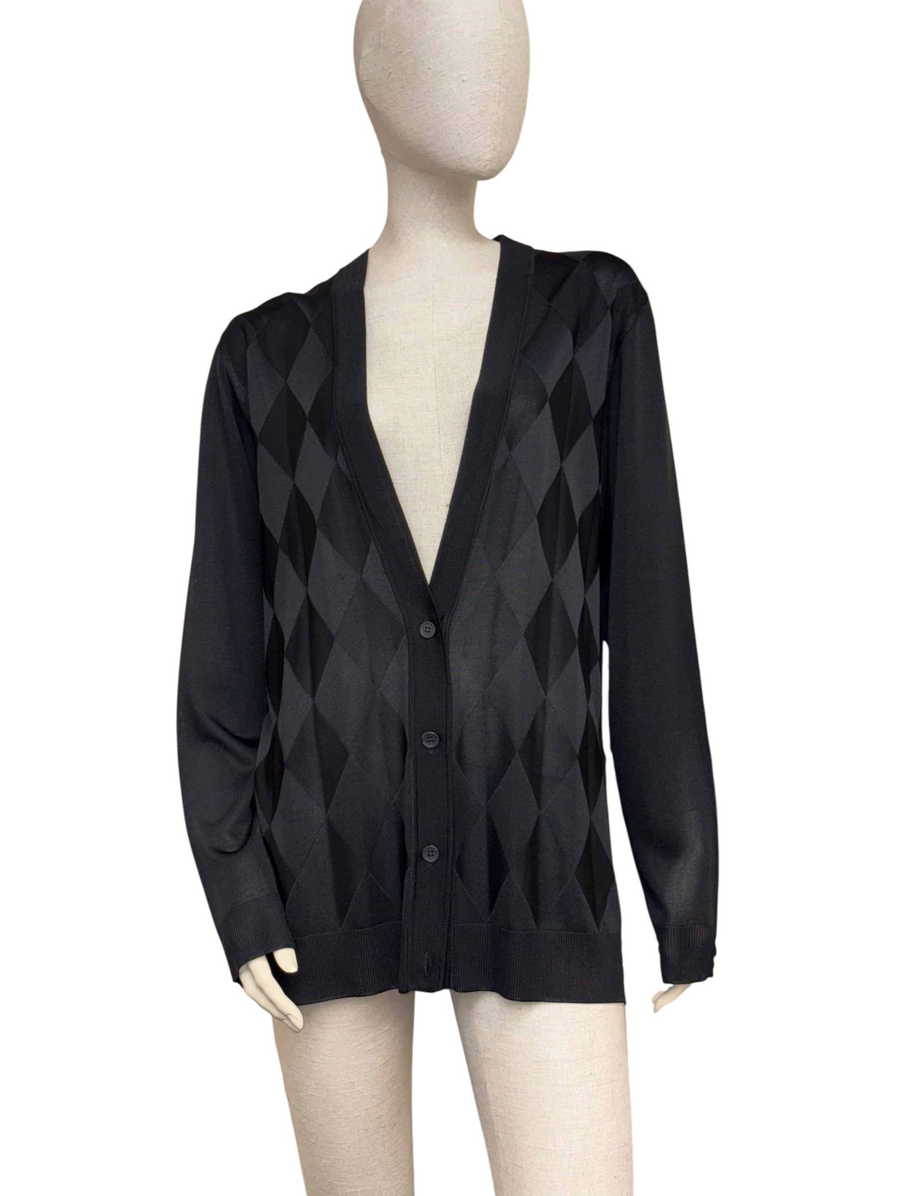 Balenciaga Argyle Knit Button-Up Cardigan - 38