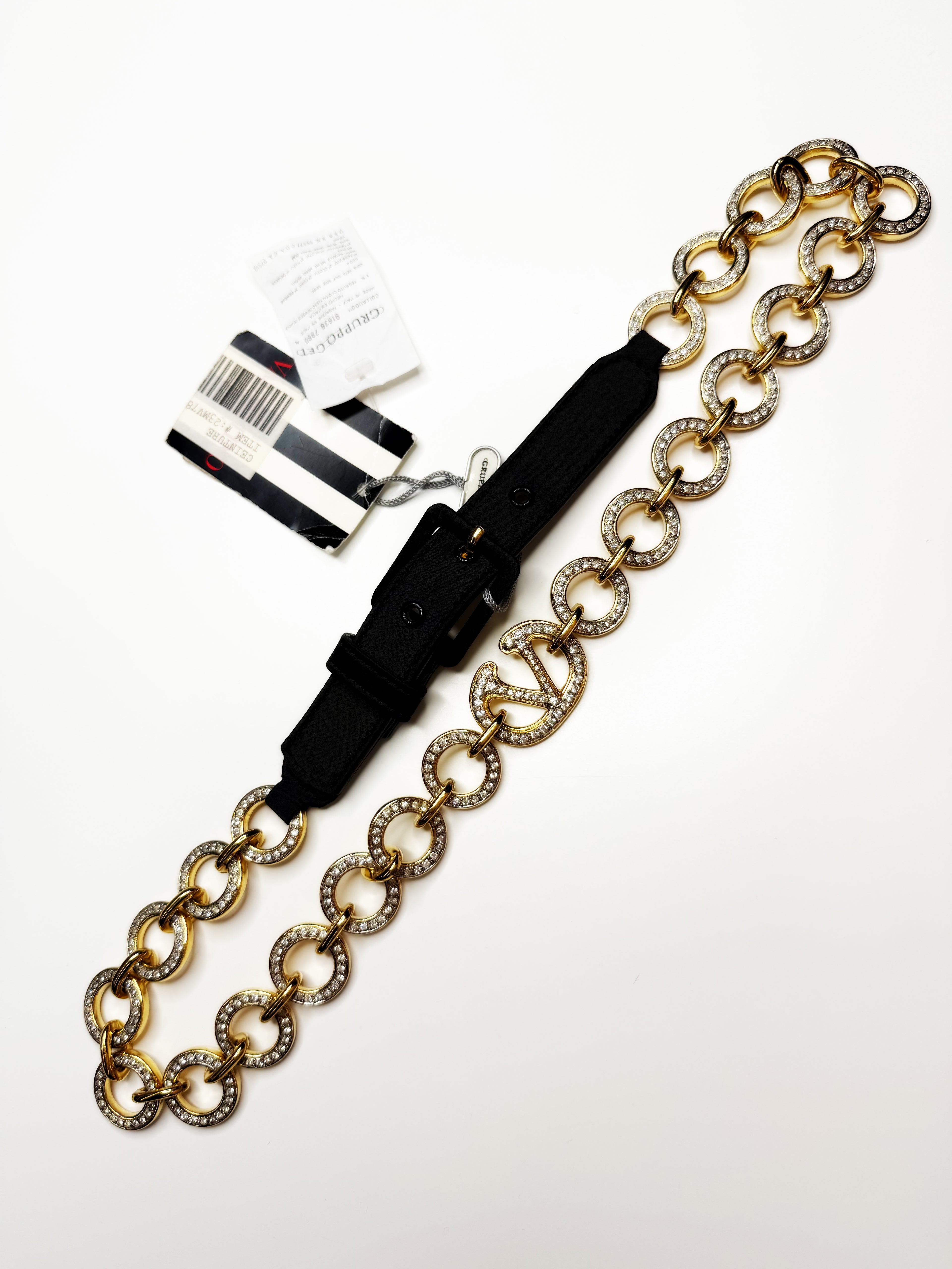 Valentino Crystal Logo Chain Bel