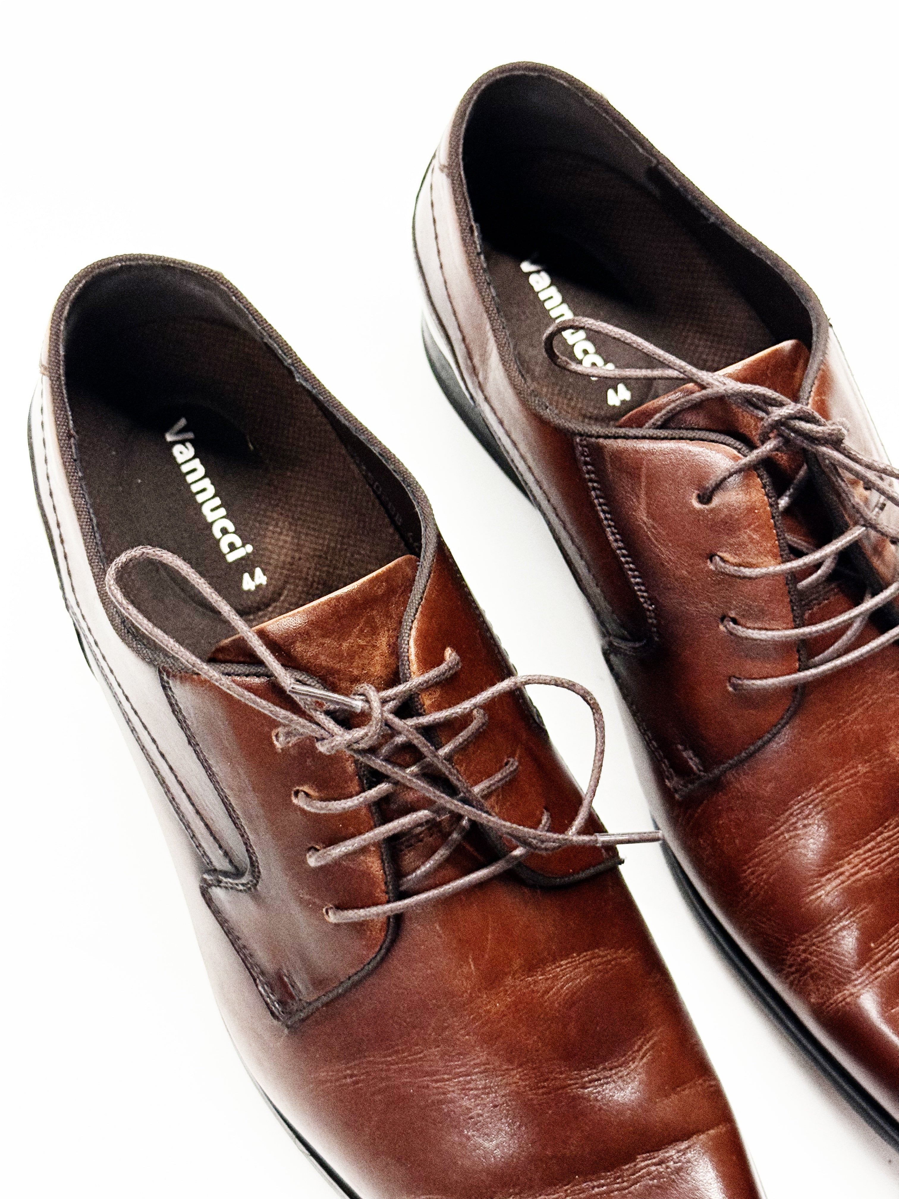 Vannucci Brown Leather Derby Shoes