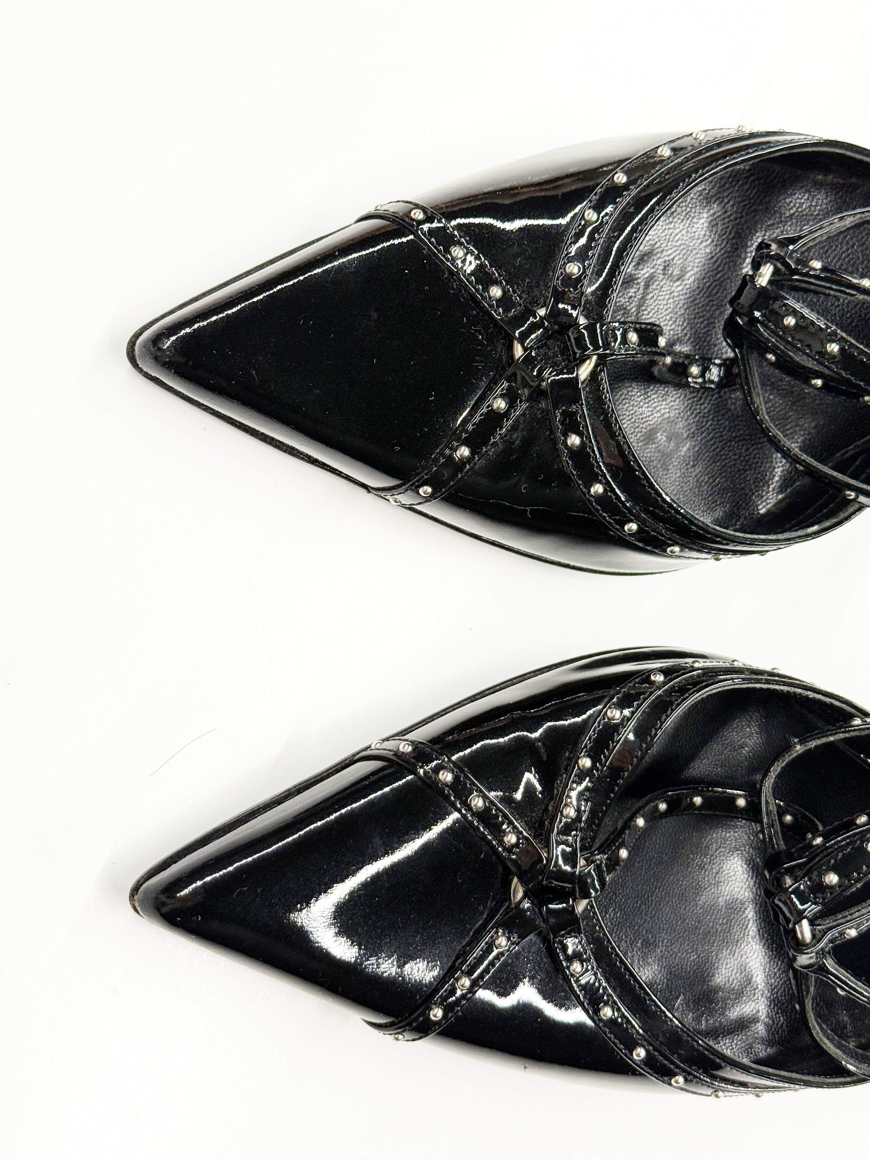 Dior Black Patent Leather Strappy Heels