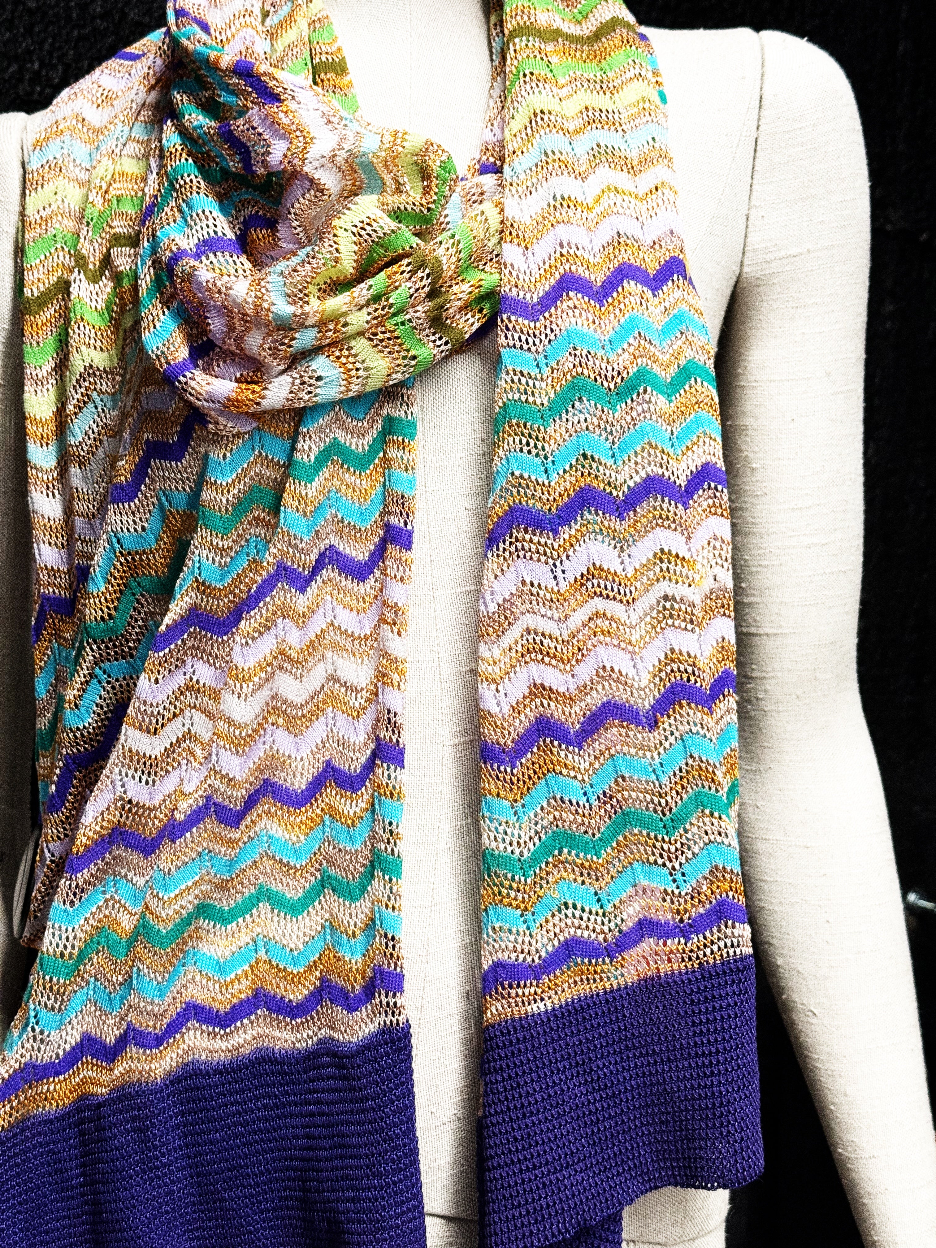 Missoni Multicolor Zigzag Knit Scarf