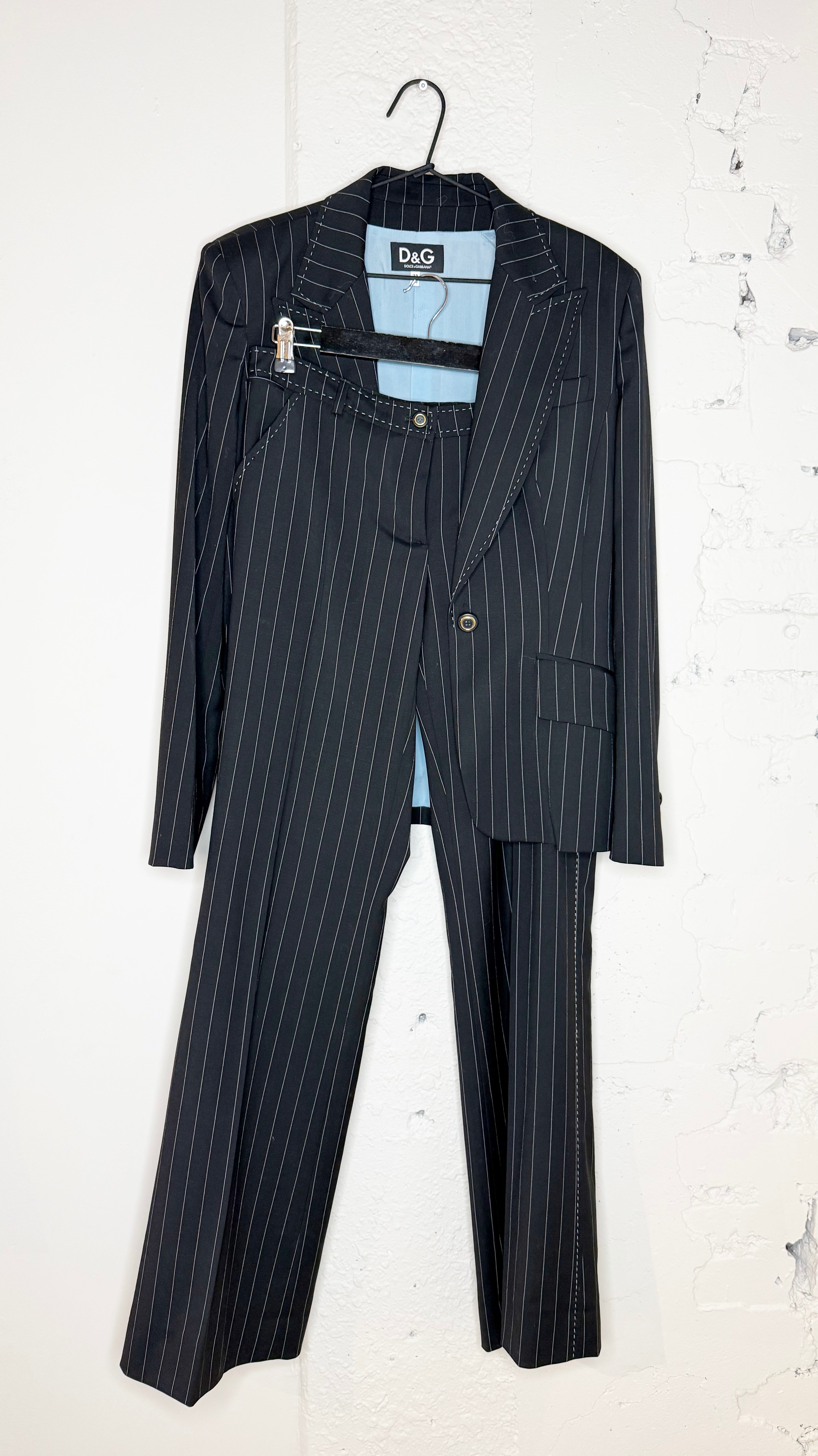 D&G Dolce & Gabbana Black Pinstripe Suit