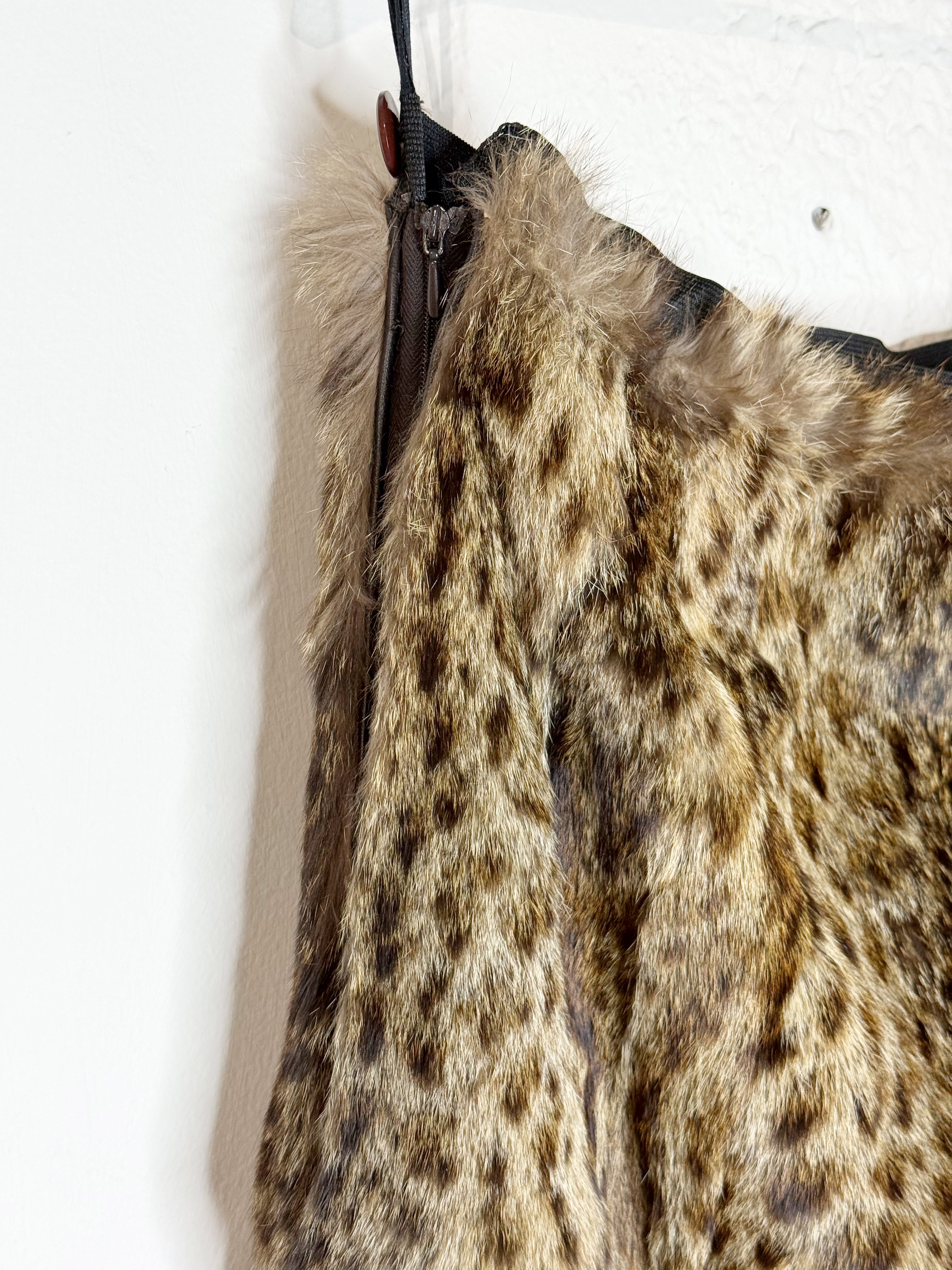 Vintage Leopard Print Fur Skirt