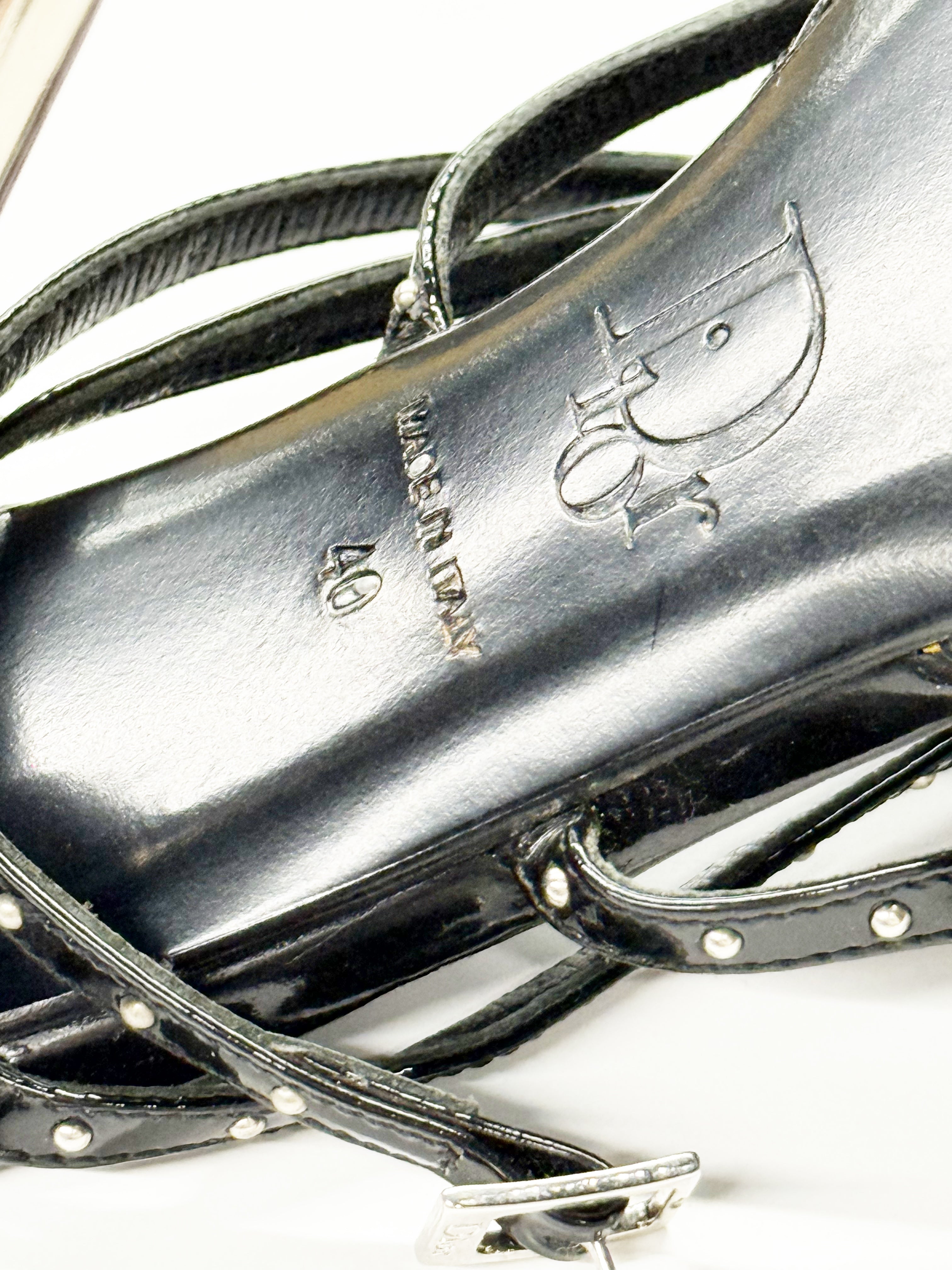 Dior Black Patent Leather Strappy Heels