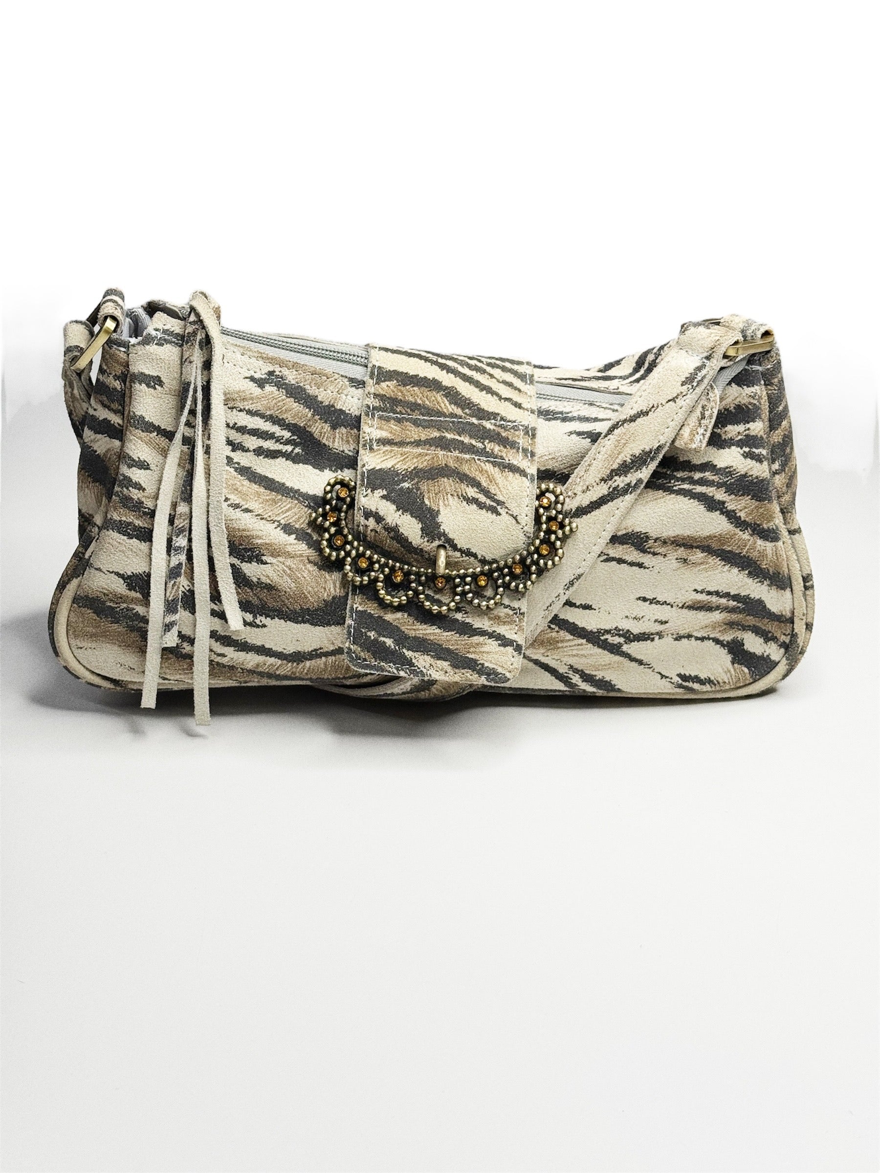 Roberto Cavalli Tiger Suede Shoulder Bag