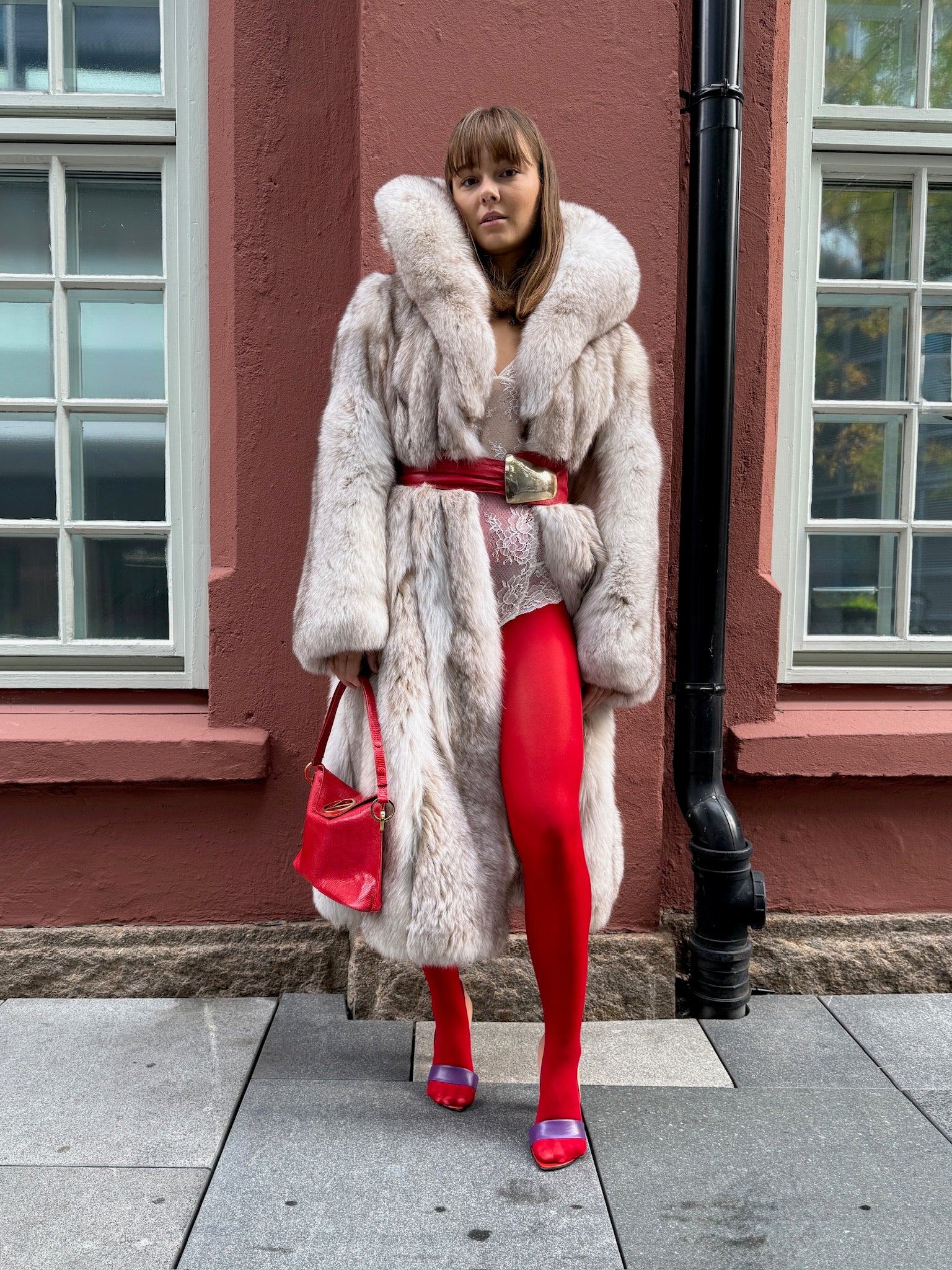 Full-Length Silver Fox Fur Coat