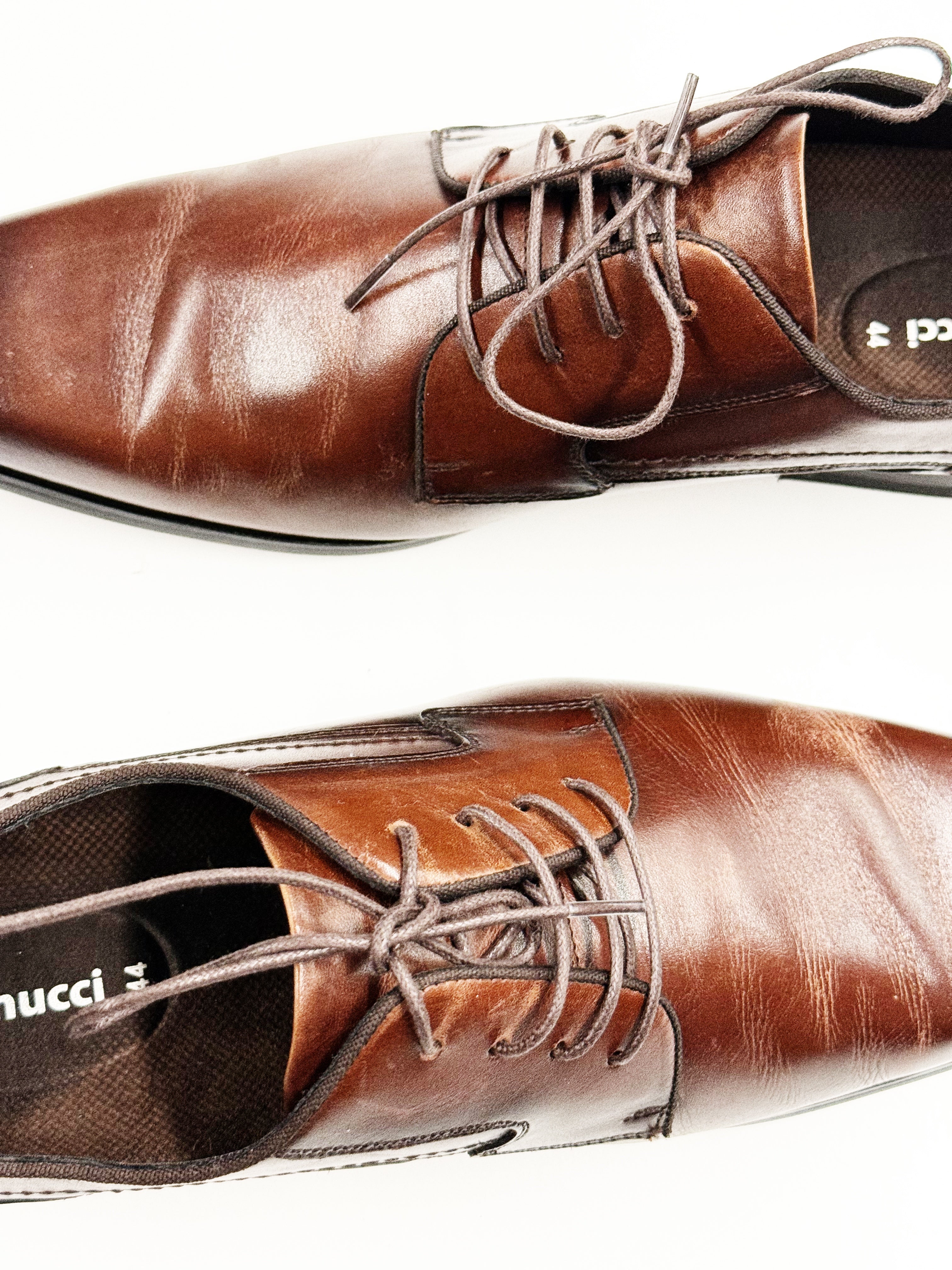Vannucci Brown Leather Derby Shoes