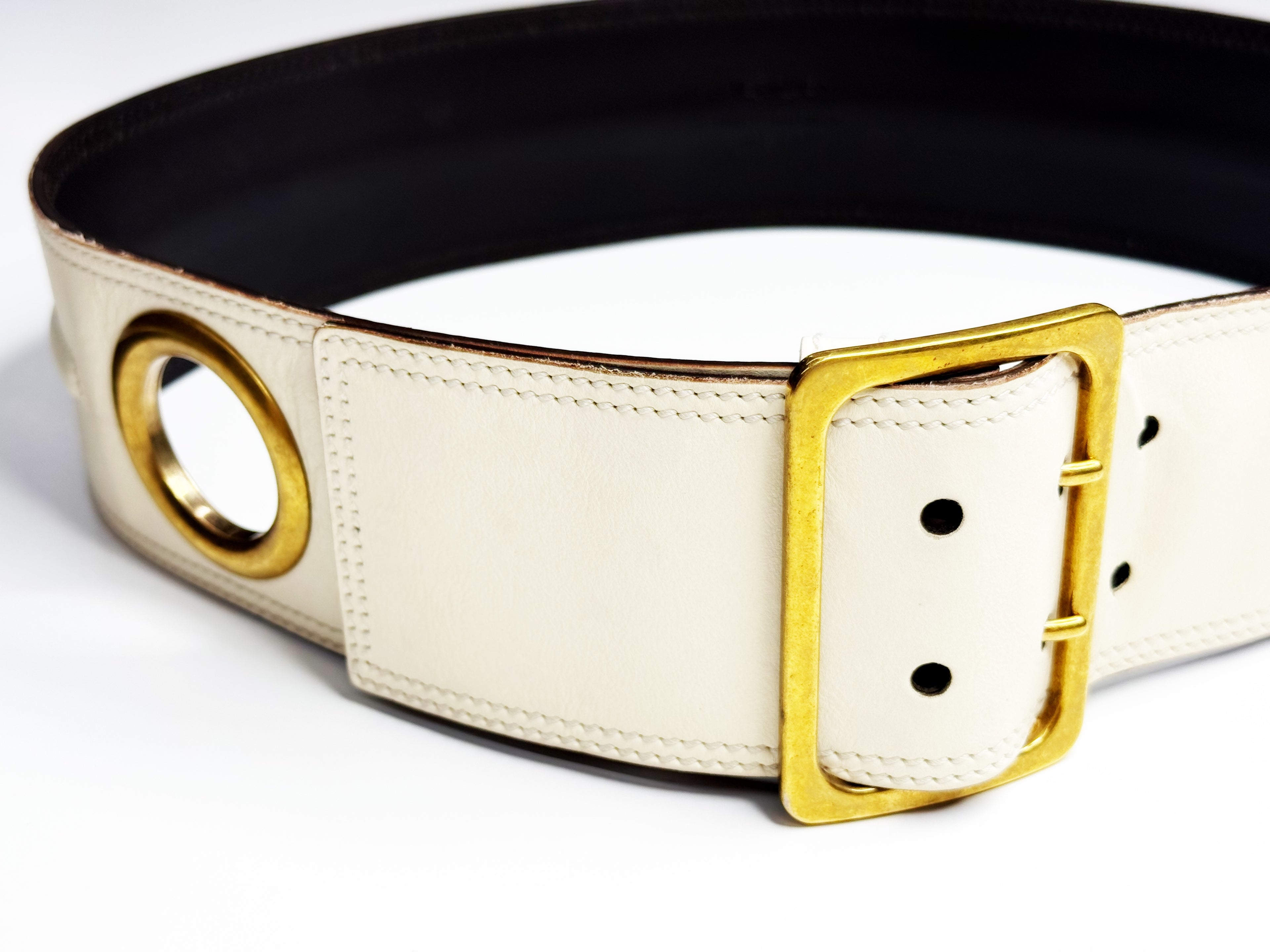 YVES SAINT LAURENT Wide Leather Belt – Made in Italy