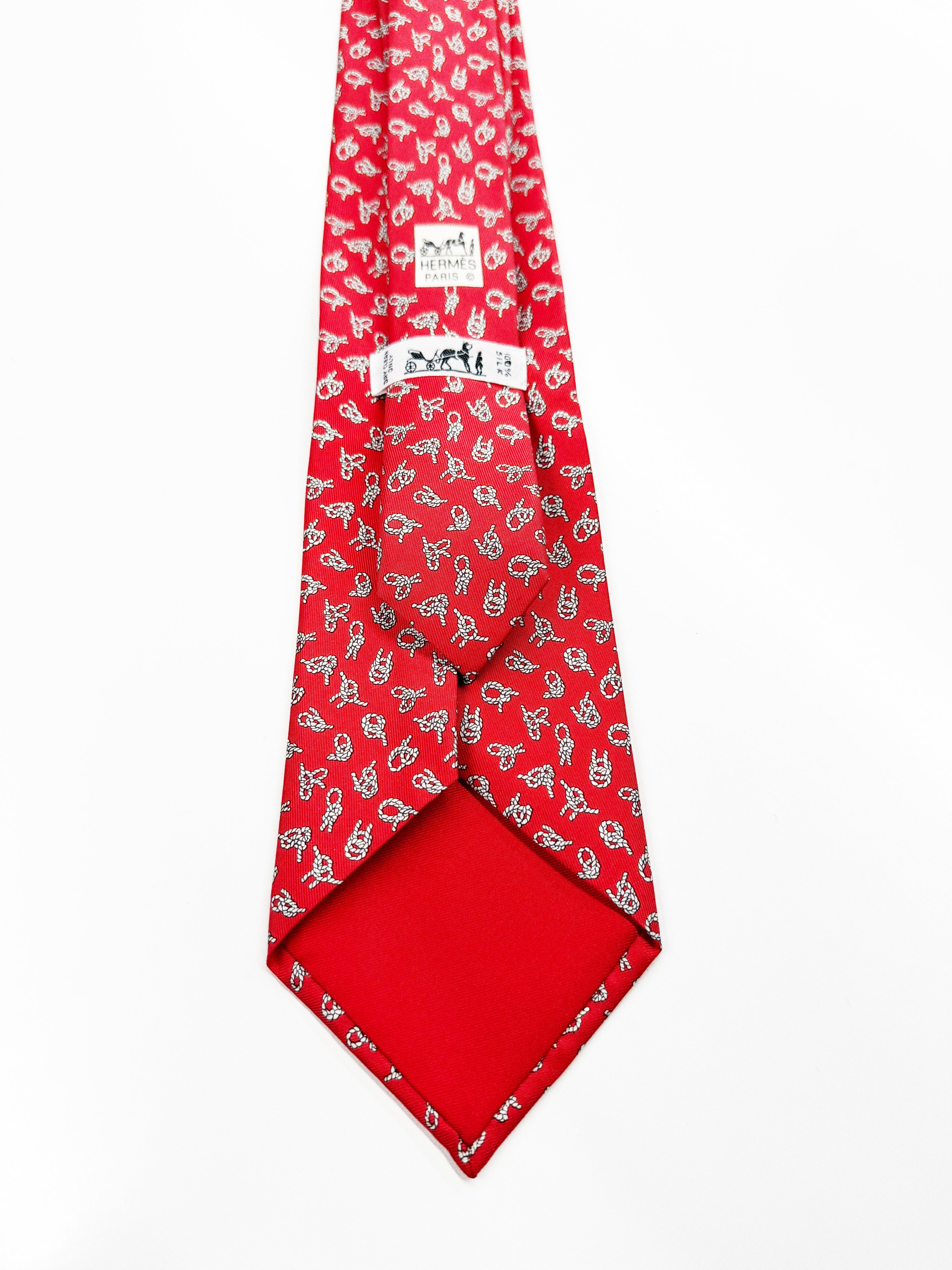 Hermès Paris Red Silk Tie