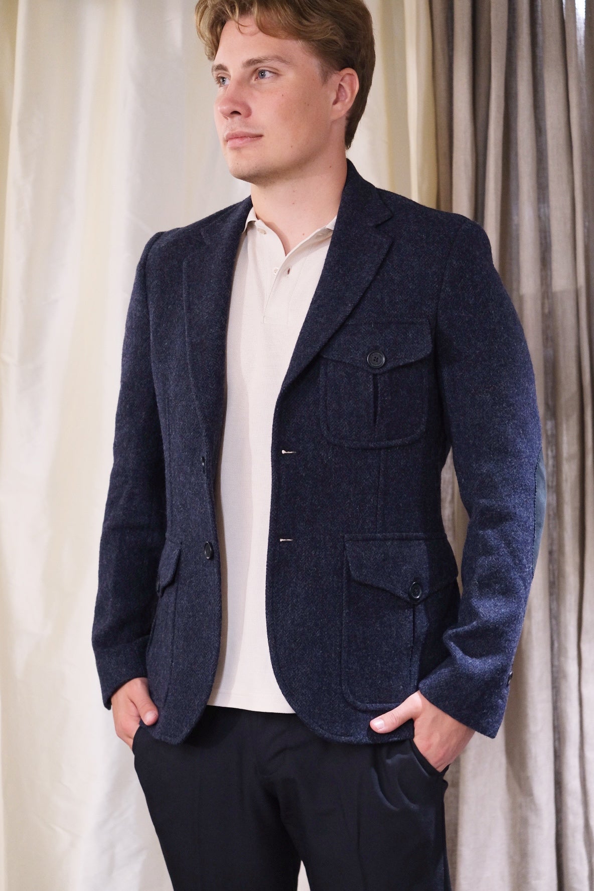 JOHN ASHFIELD Harris Tweed Wool Blazer - 38