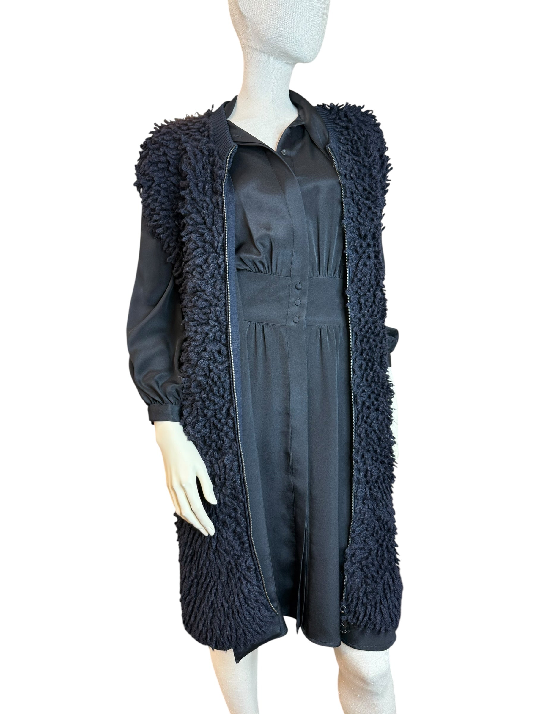 ALEXANDER MCQUEEN WOOL KNIT VEST – BLACK – SIZE XS