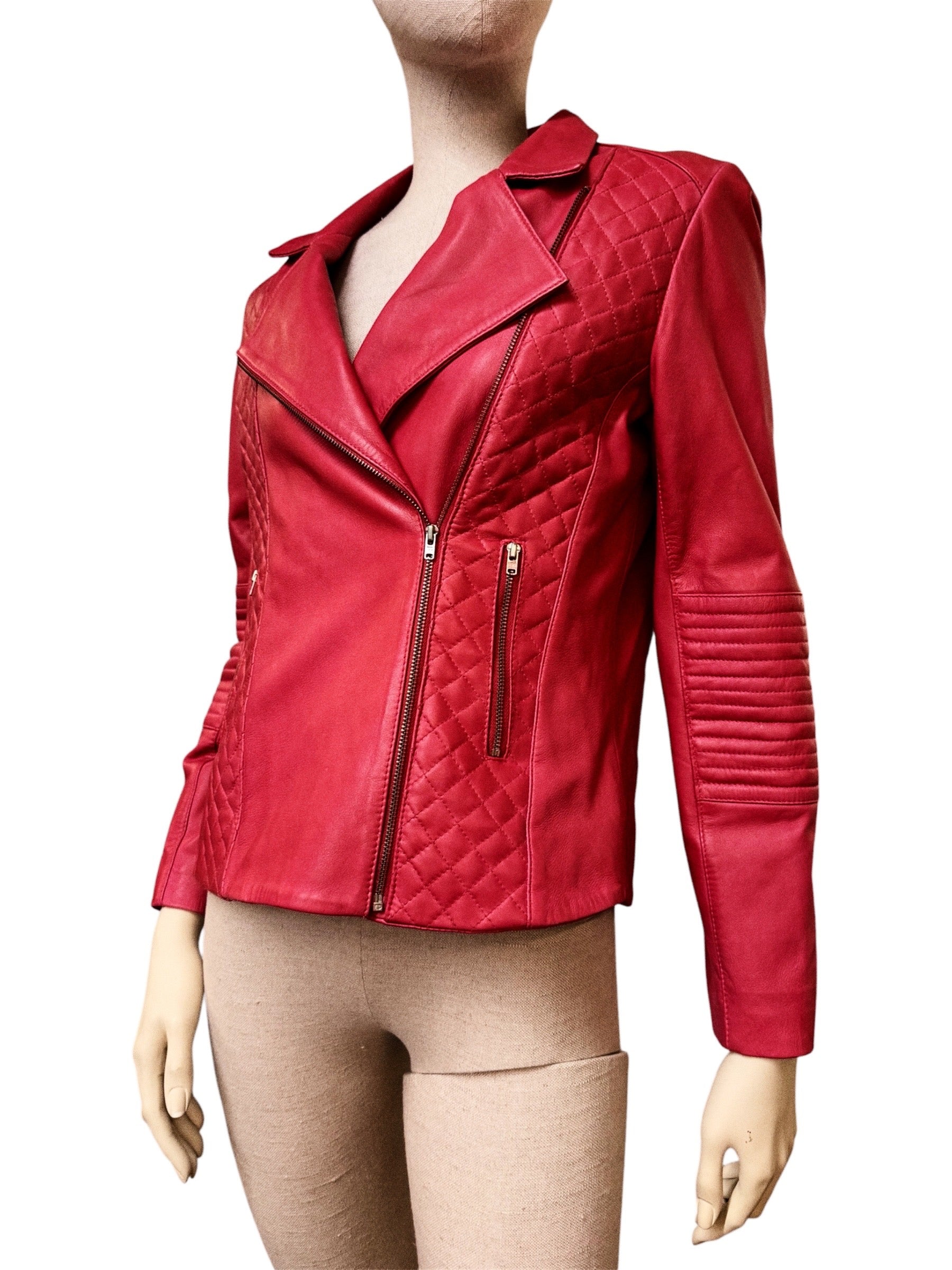 Pablo Gerard Darel Red Lamb Leather Jacket