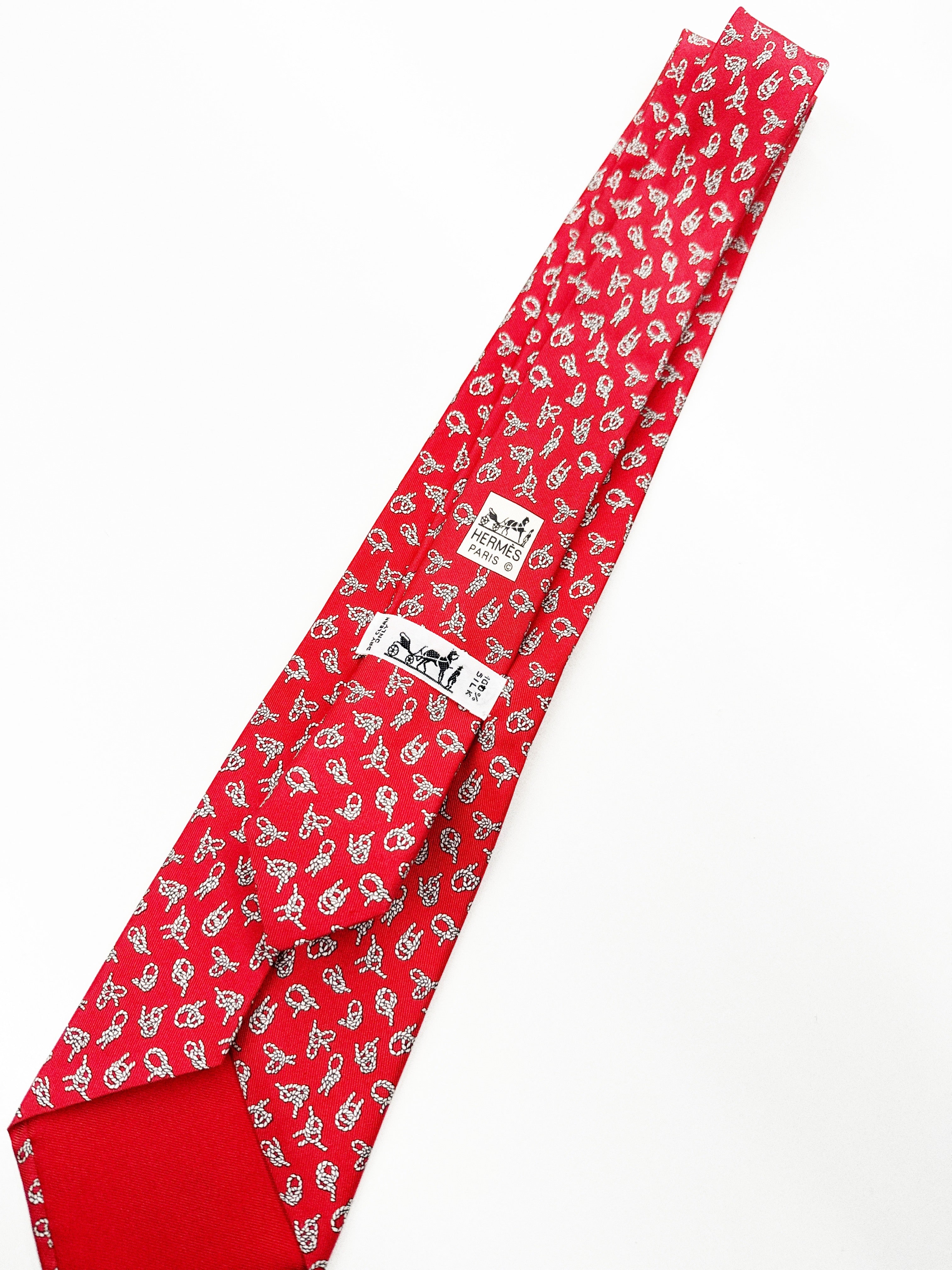 Hermès Paris Red Silk Tie
