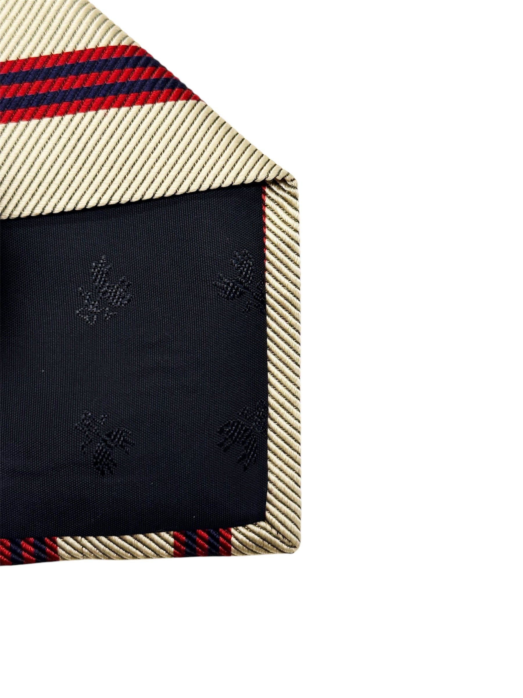 Brooks Brothers Ivory Red & Navy Striped Silk Tie