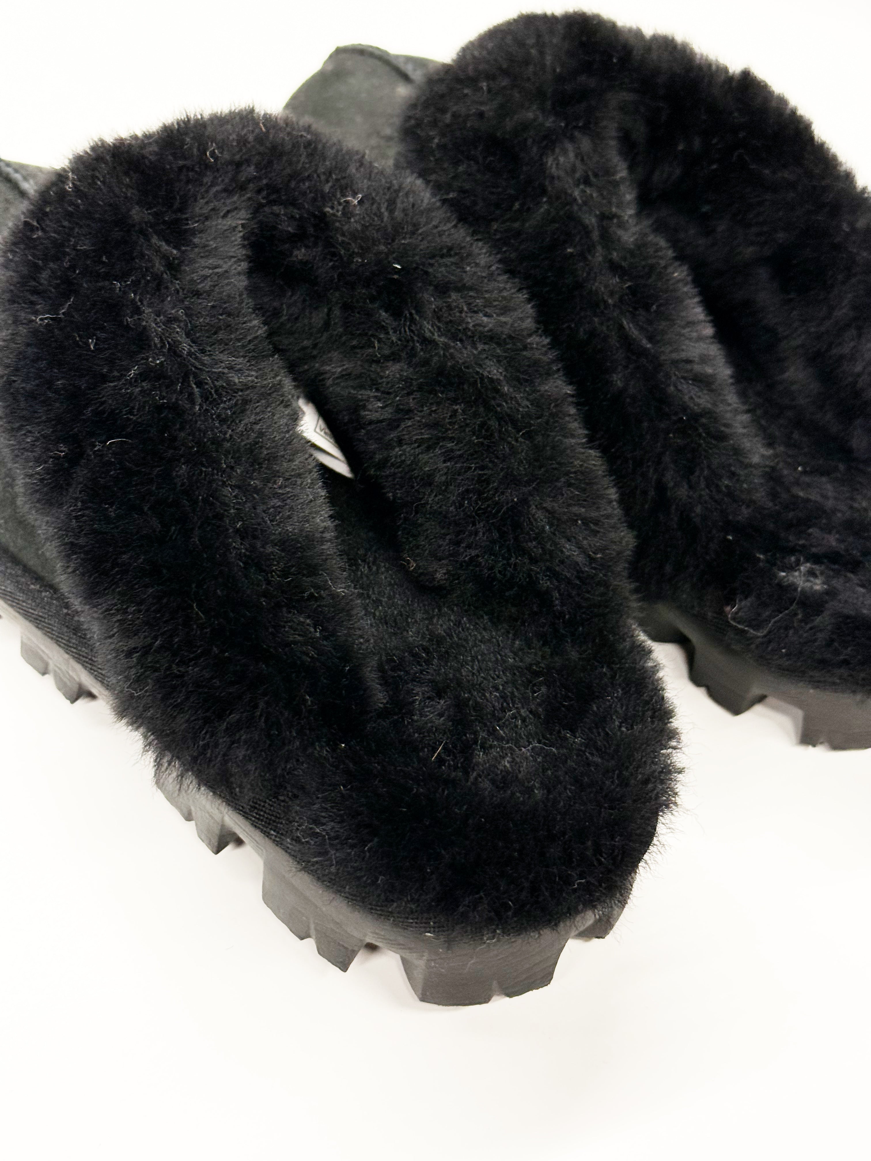 UGG Black Shearling Slippers - 36