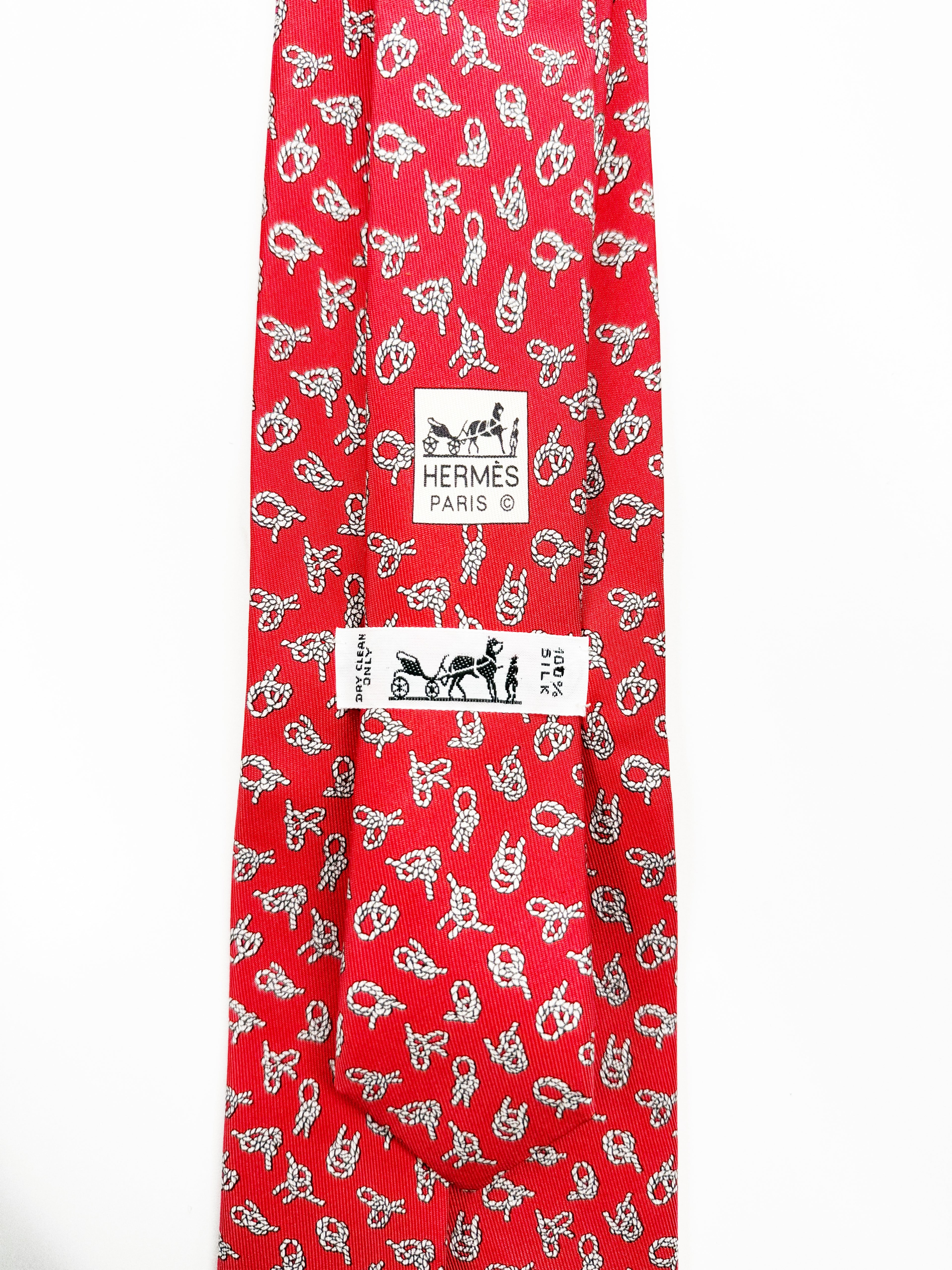 Hermès Paris Red Silk Tie